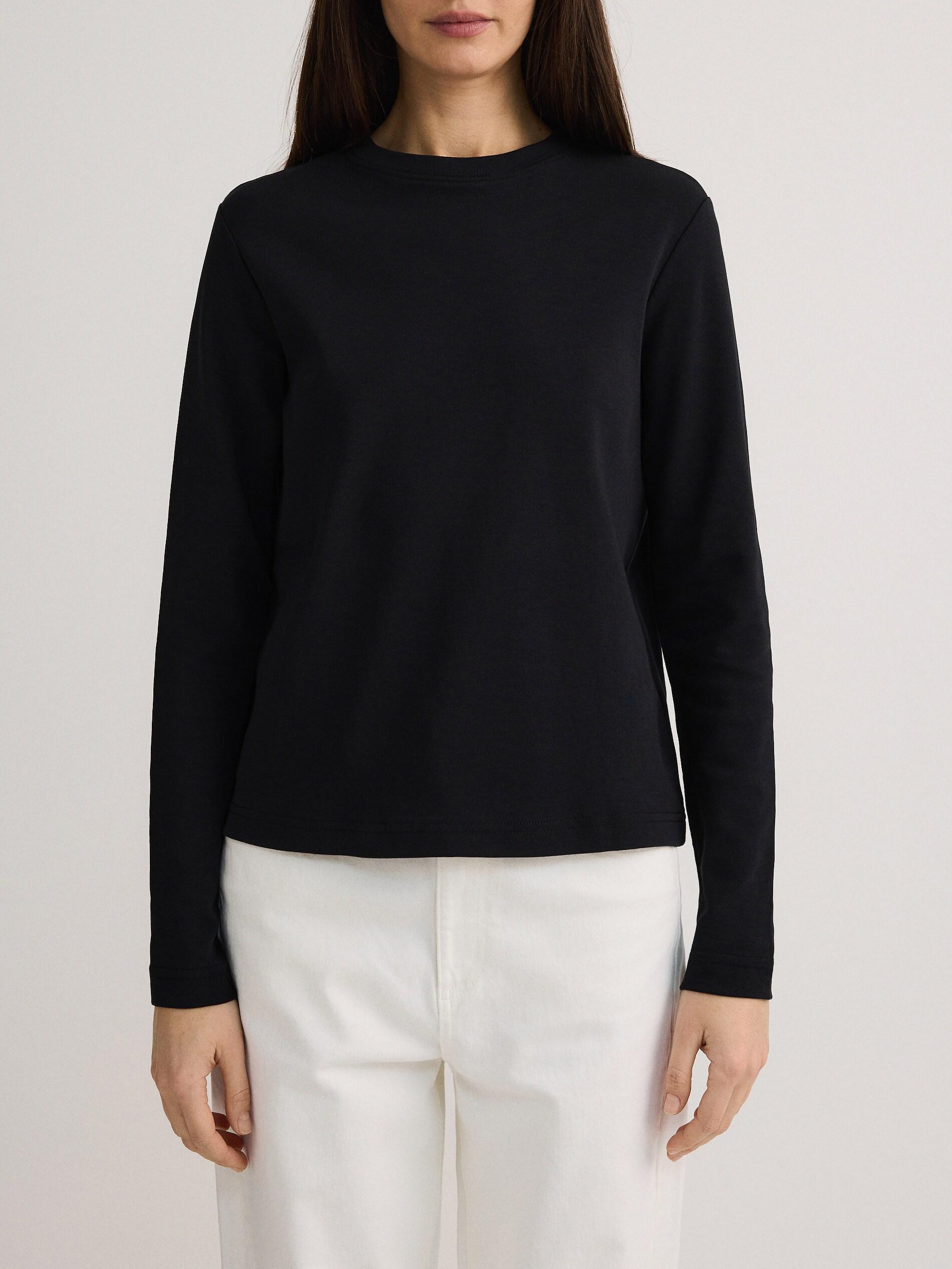 تيشيرت طويل الكم قطن أسود, Black, medium
