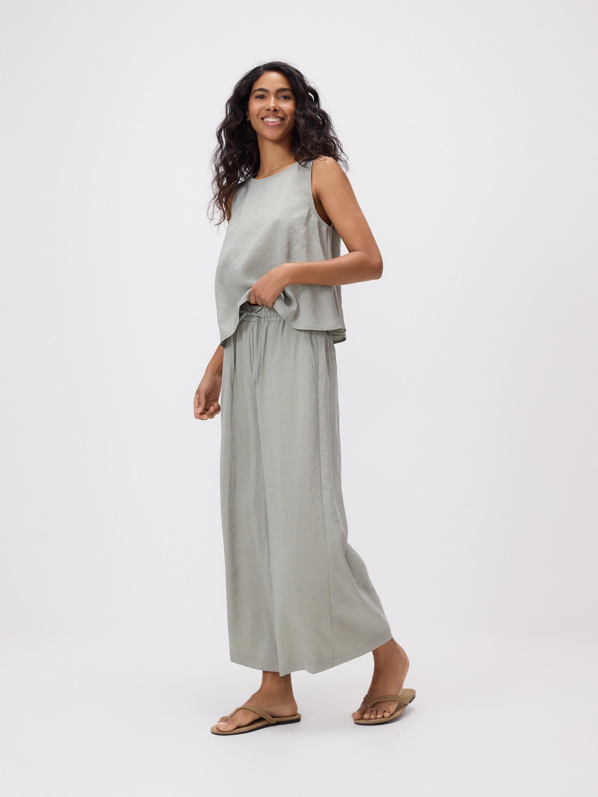 Green Loose Modal Blend Trousers, Green, large image number 0