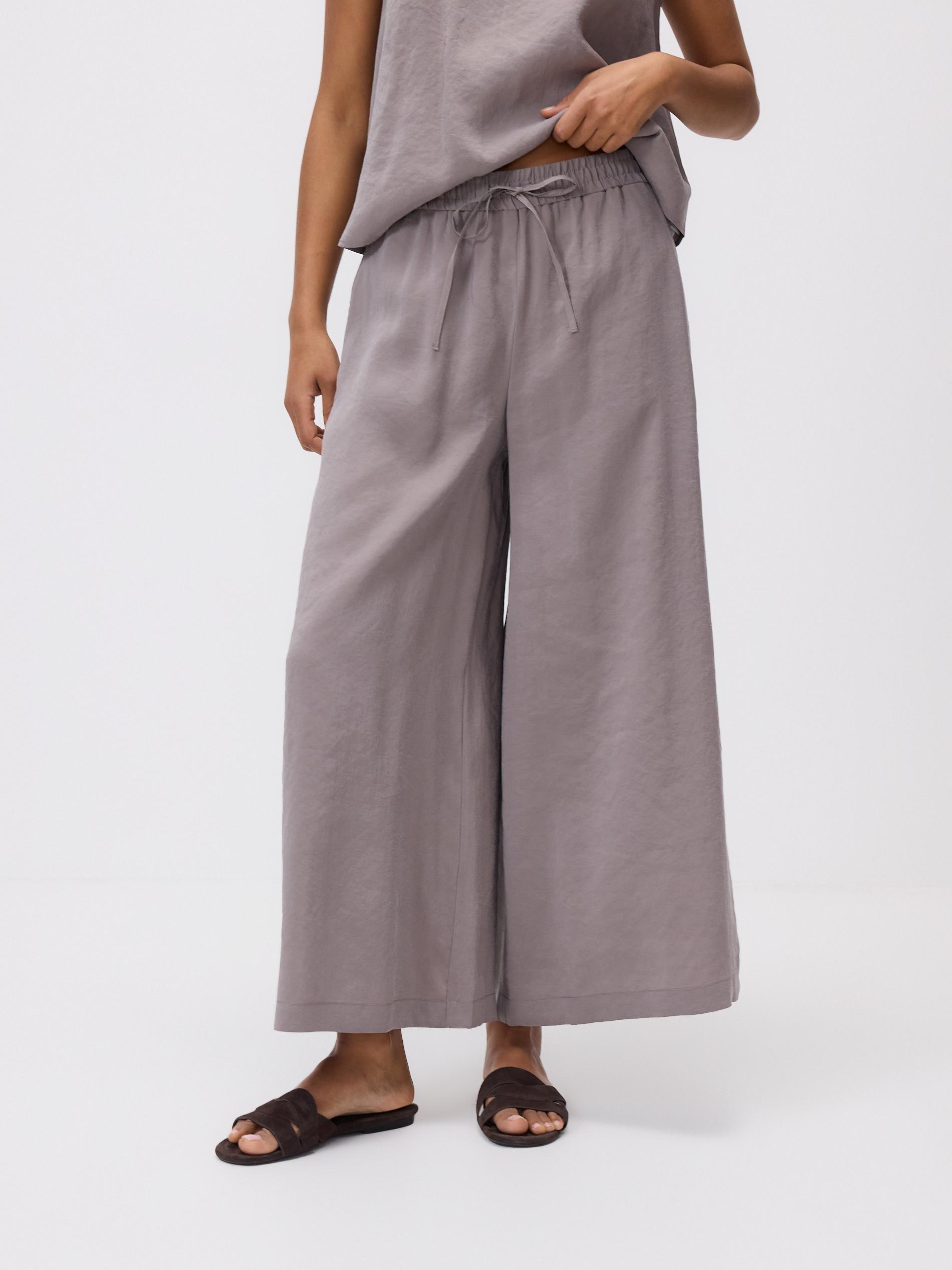 Beige Loose Modal Blend Trousers, Beige, medium