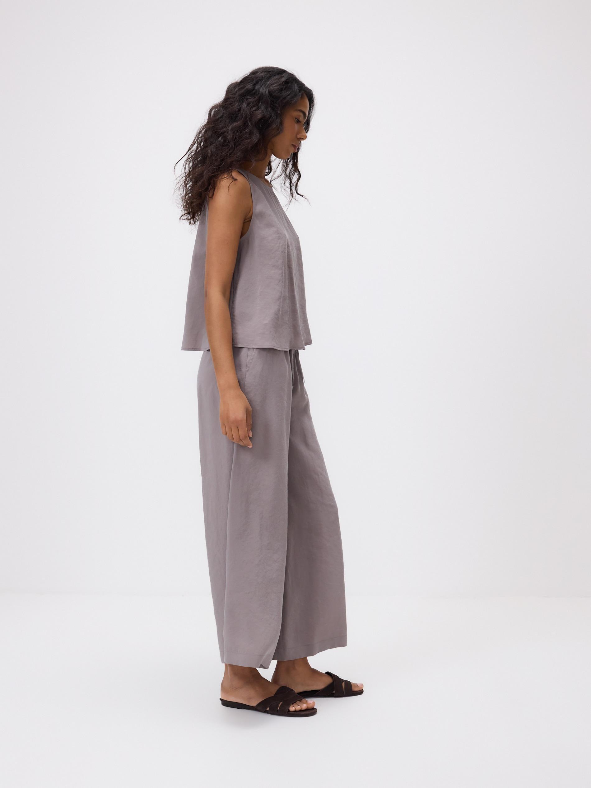 Beige Loose Modal Blend Trousers, Beige, medium