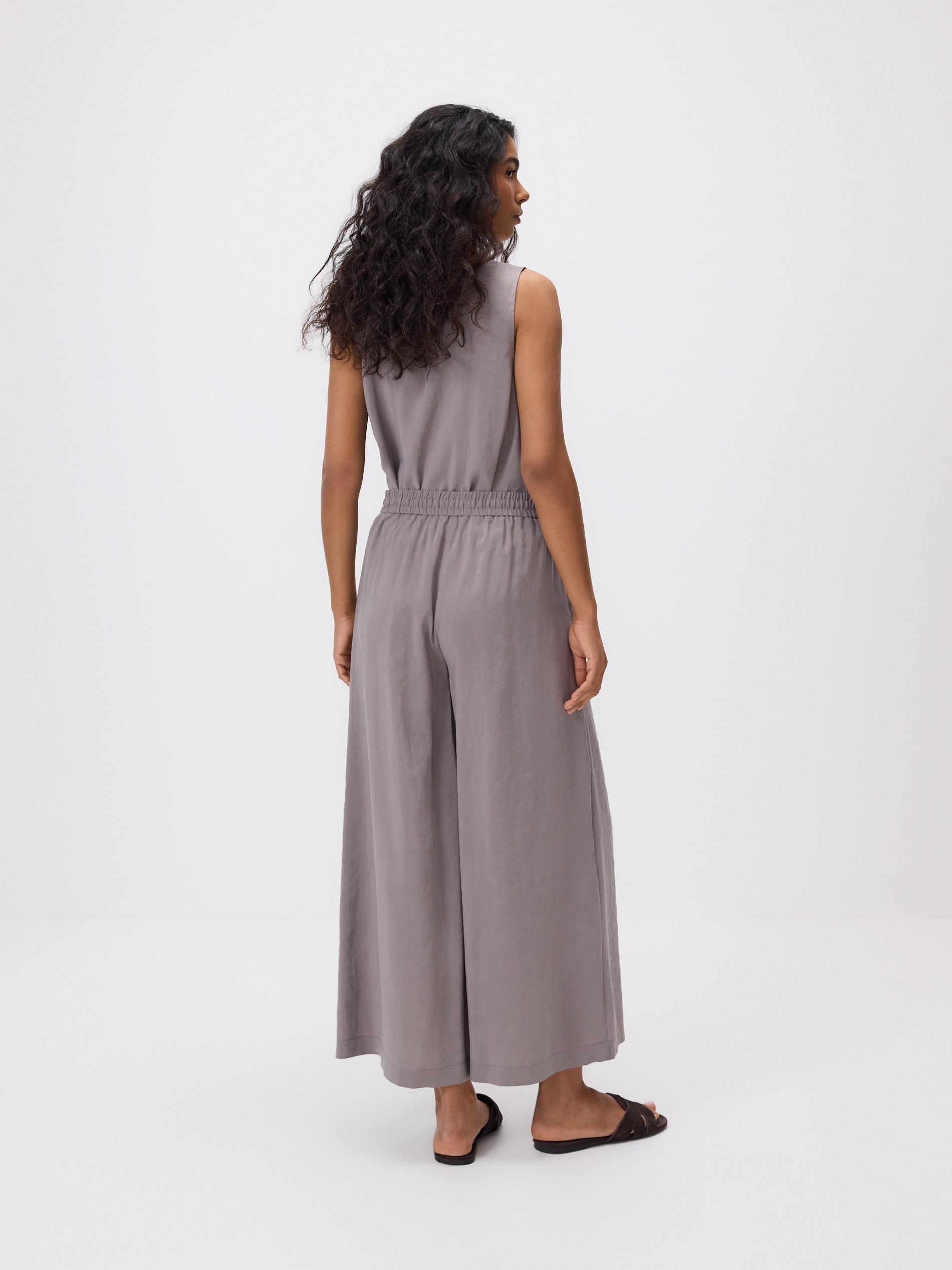 Beige Loose Modal Blend Trousers, Beige, large image number 3