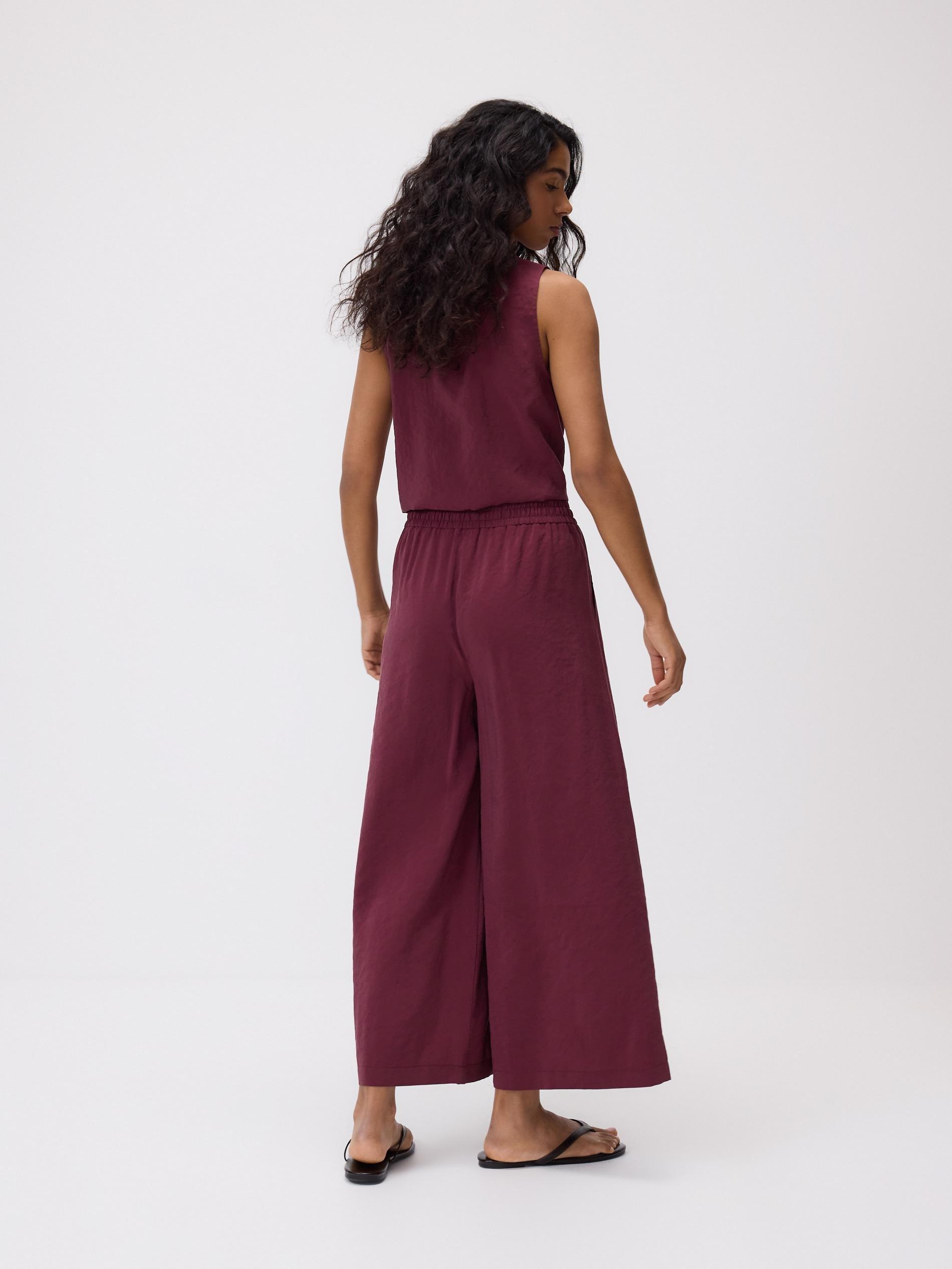 Maroon Loose Modal Blend Trousers, Burgundy, large image number 3