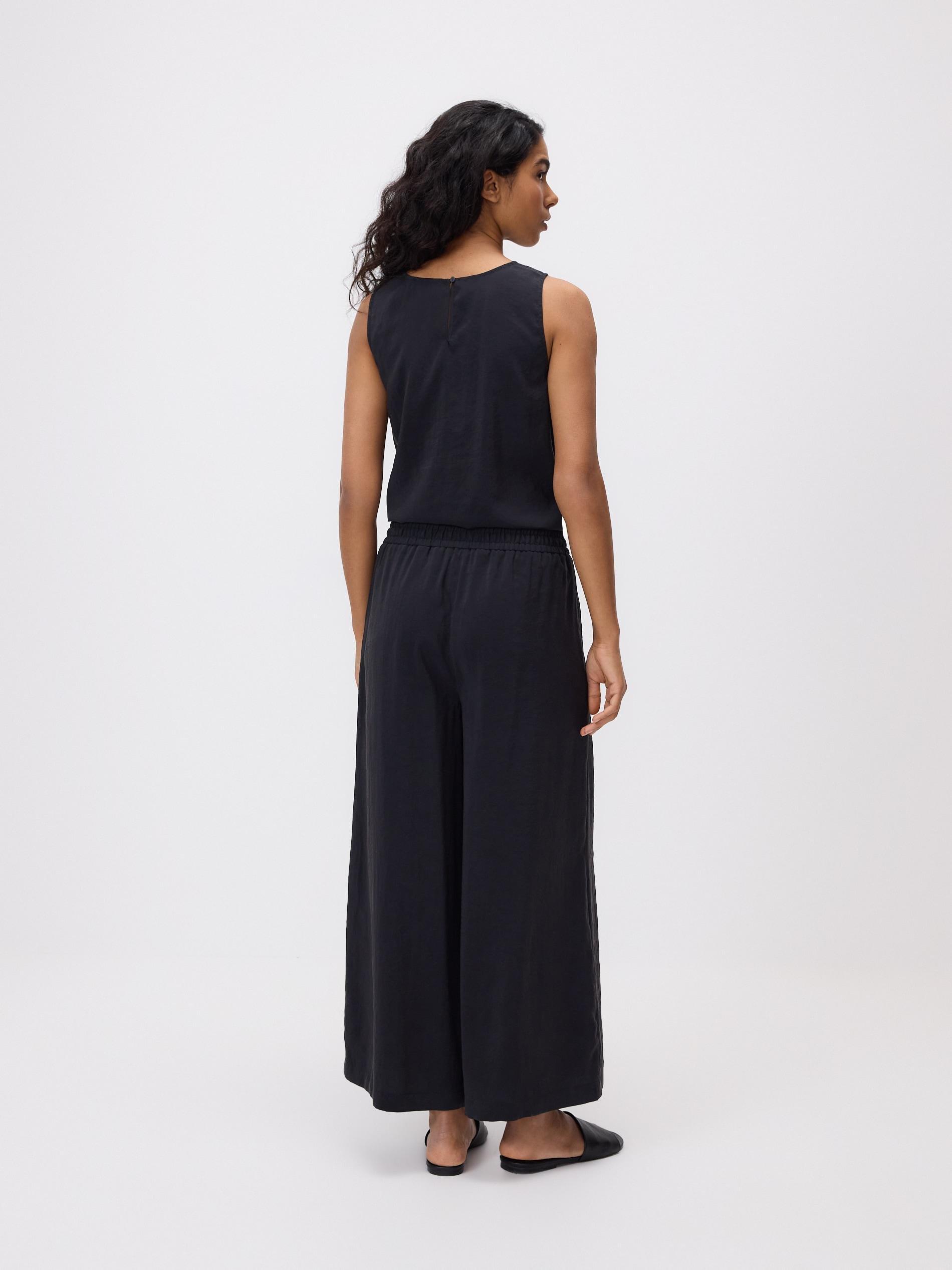 Black Loose Modal Blend Trousers, Black, large image number 2