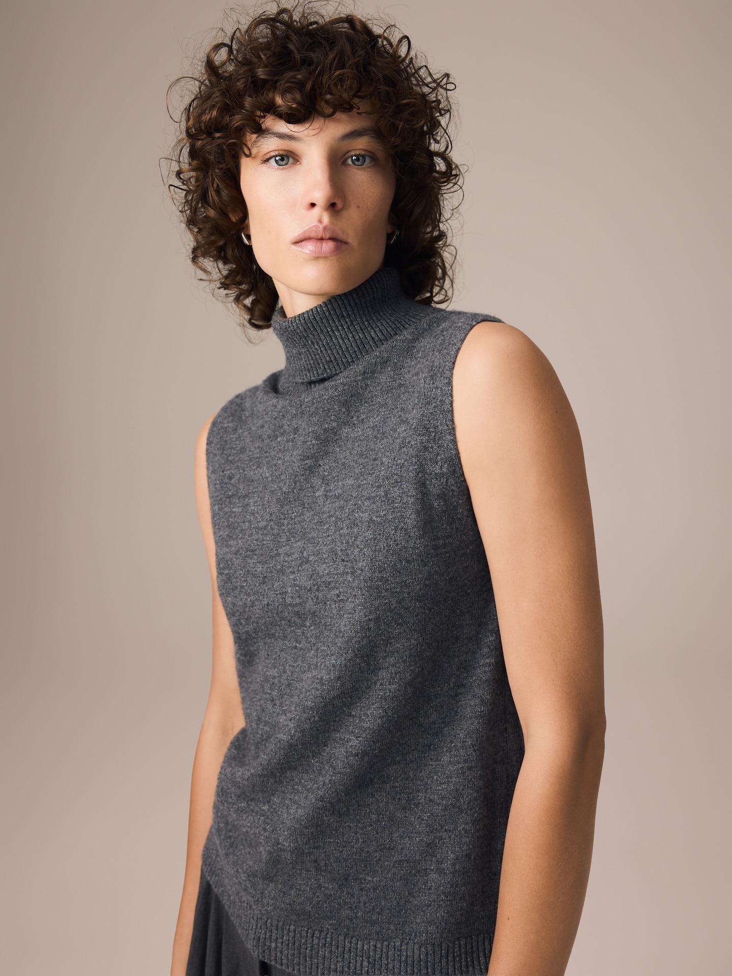 Grey Wool Blend Blouse, Grey, large image number 0