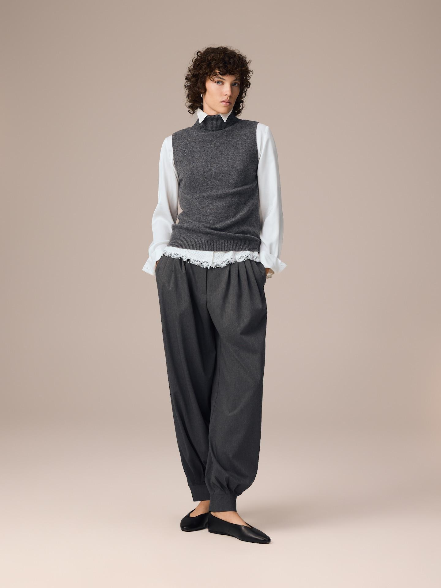 Grey Wool Blend Blouse, Grey, large image number 4
