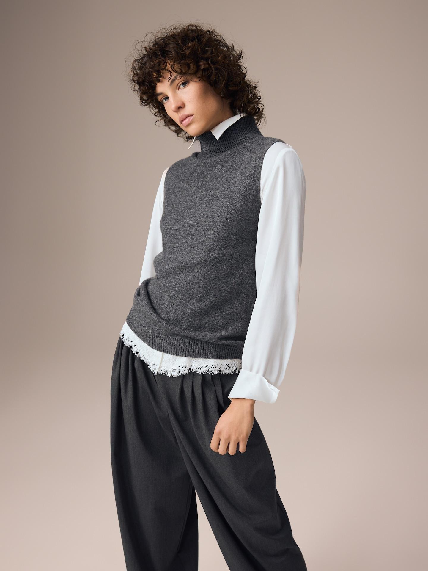 Grey Wool Blend Blouse, Grey, large image number 5
