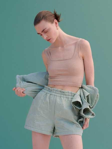 Green Decoratively Textured Shorts, Women, , large image number 0