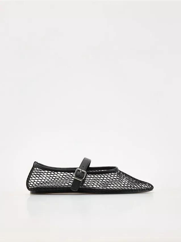 Black Mary Jane Ballerinas, , large image number 0