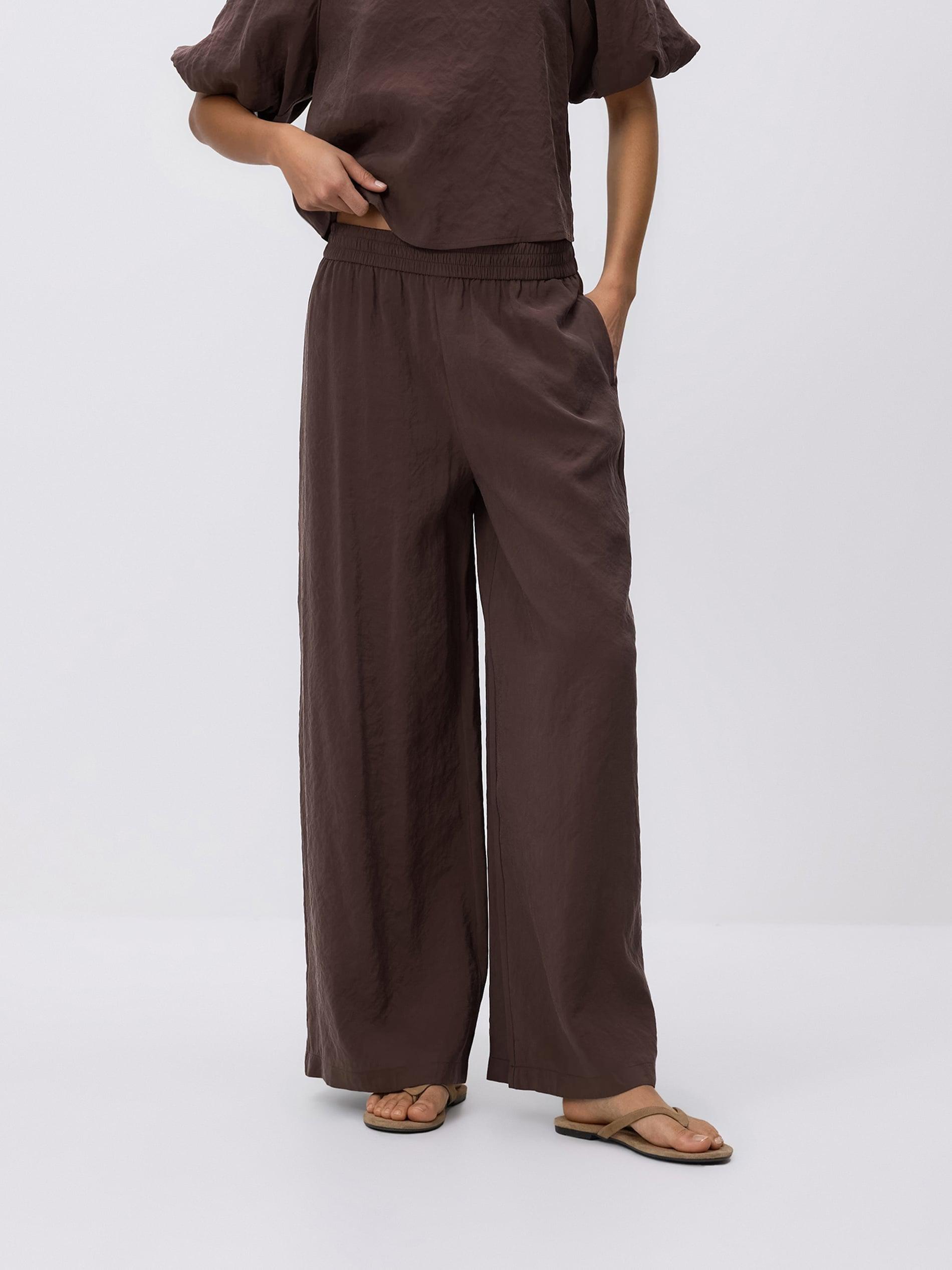 Brown Loose Modal Blend Trousers, Brown, medium