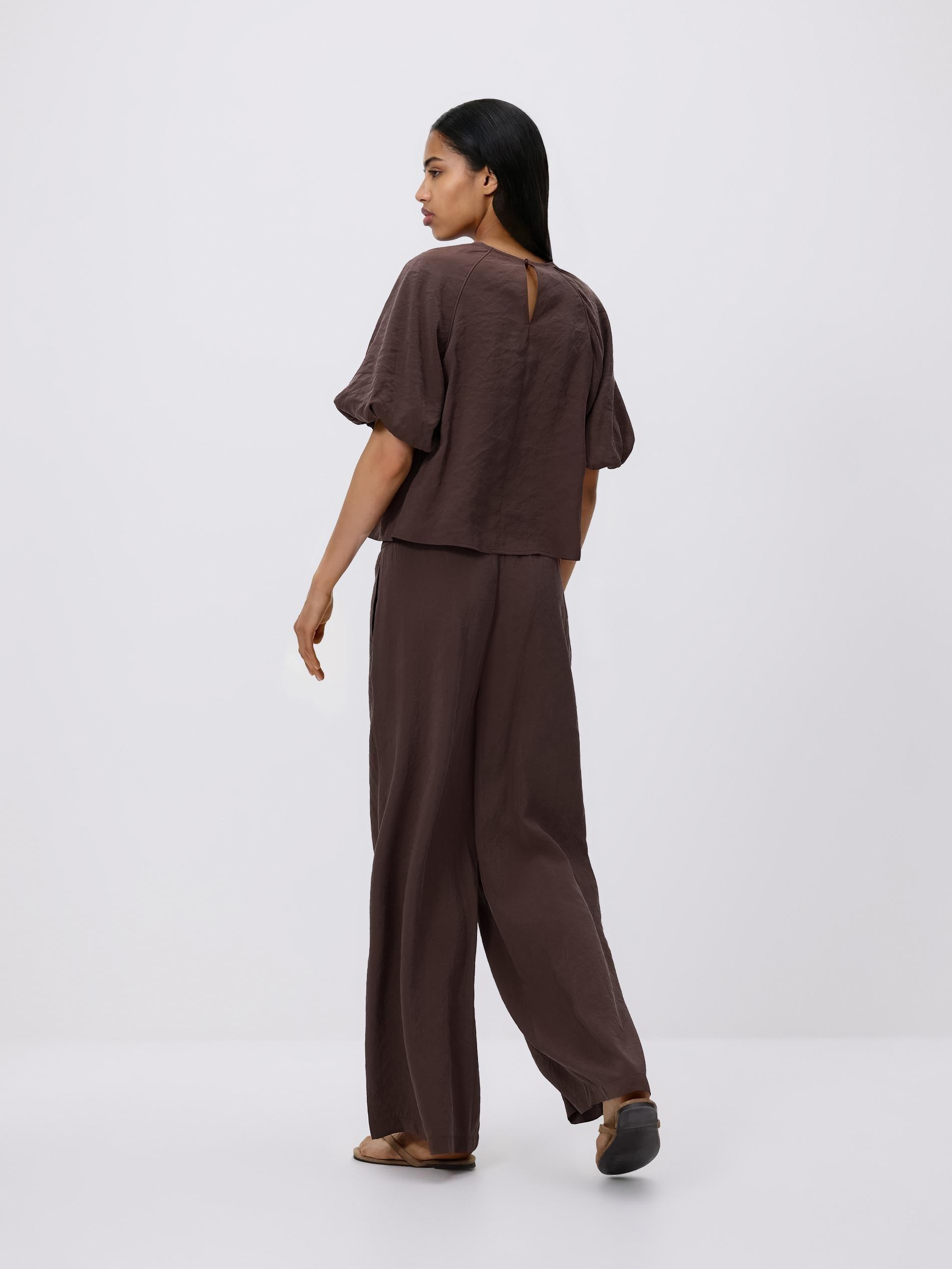 Brown Loose Modal Blend Trousers, Brown, large image number 2