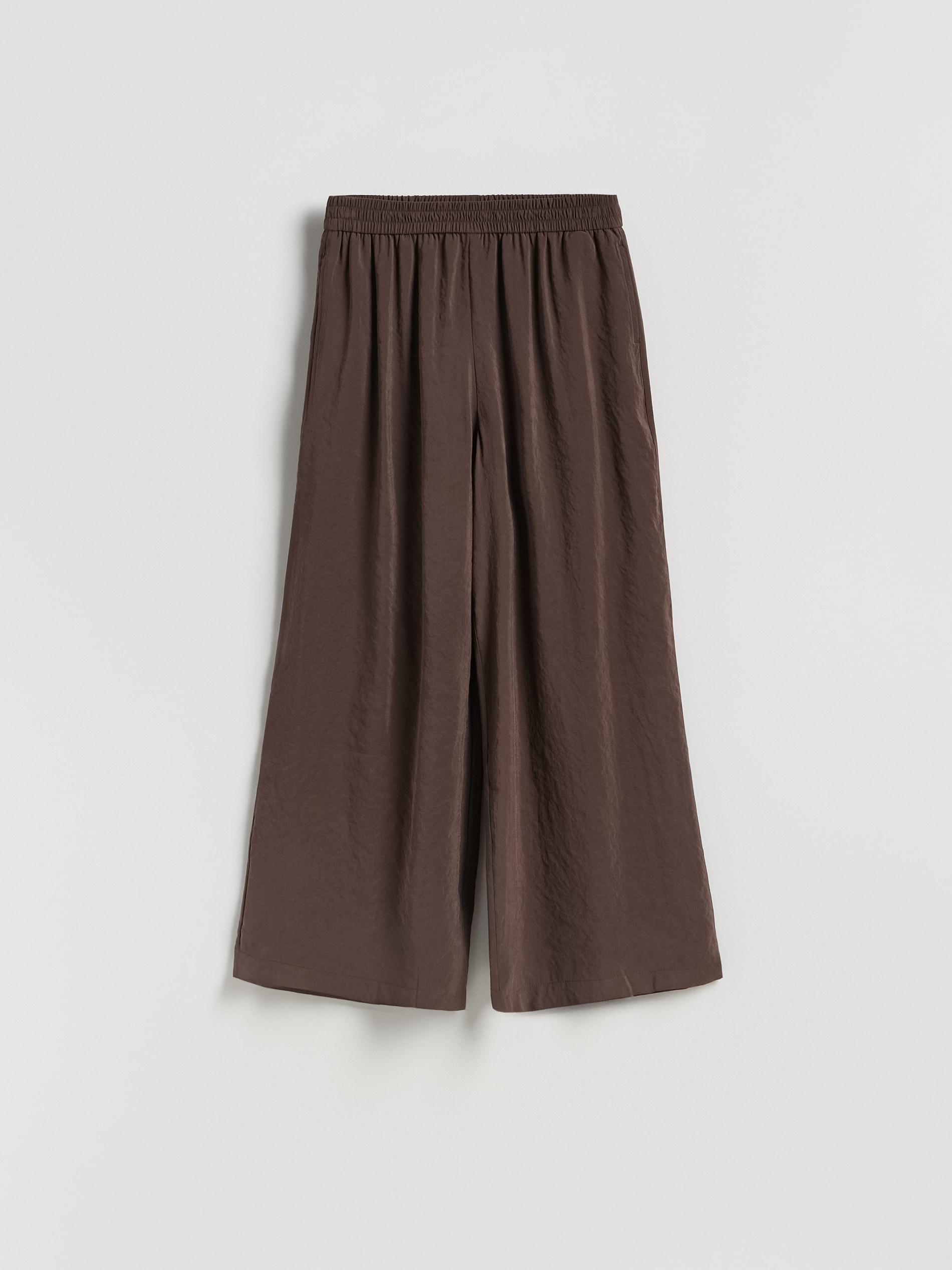 Brown Loose Modal Blend Trousers, Brown, large image number 3