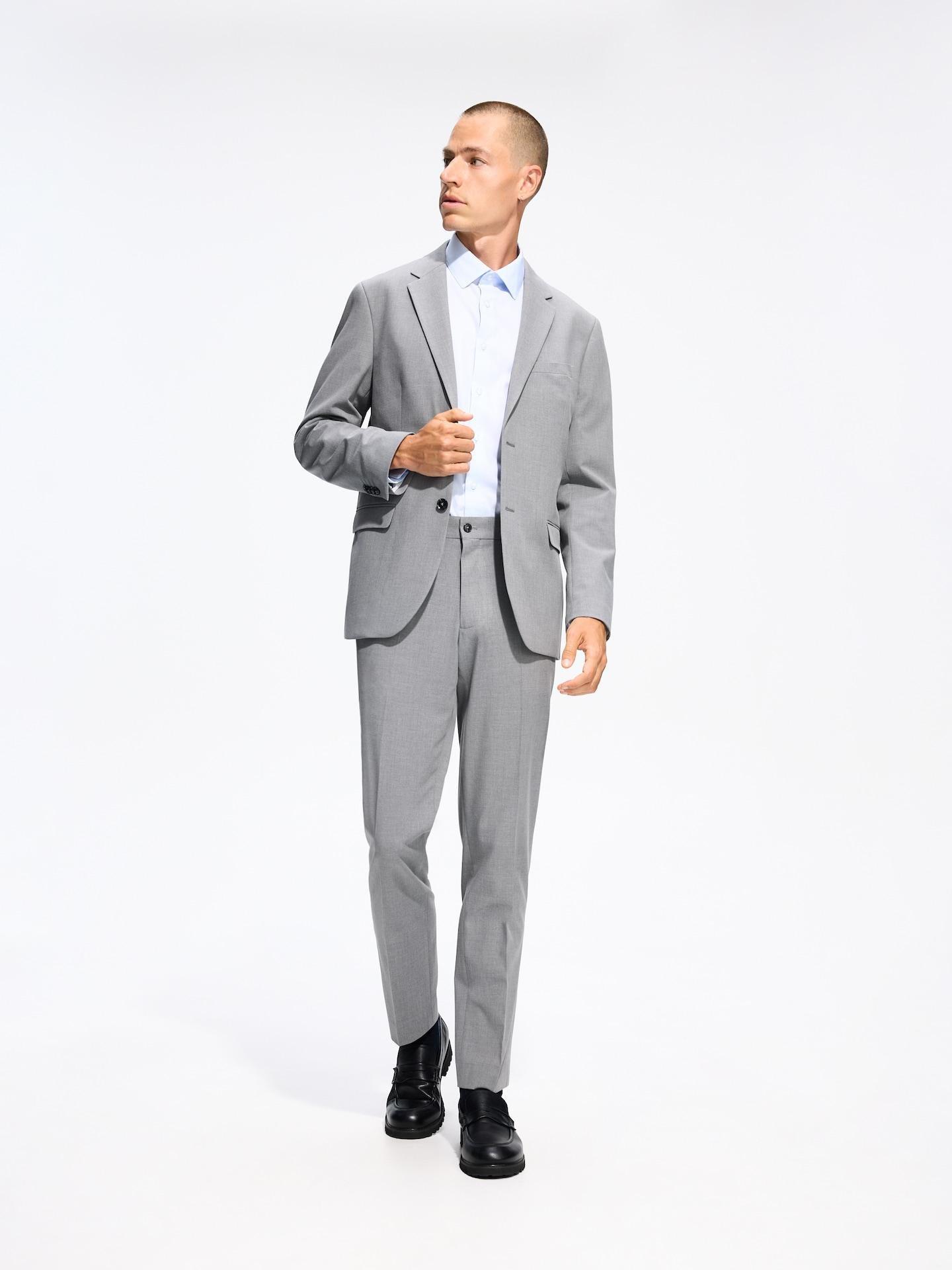 Grey Slim Suit Trousers, Grey, medium