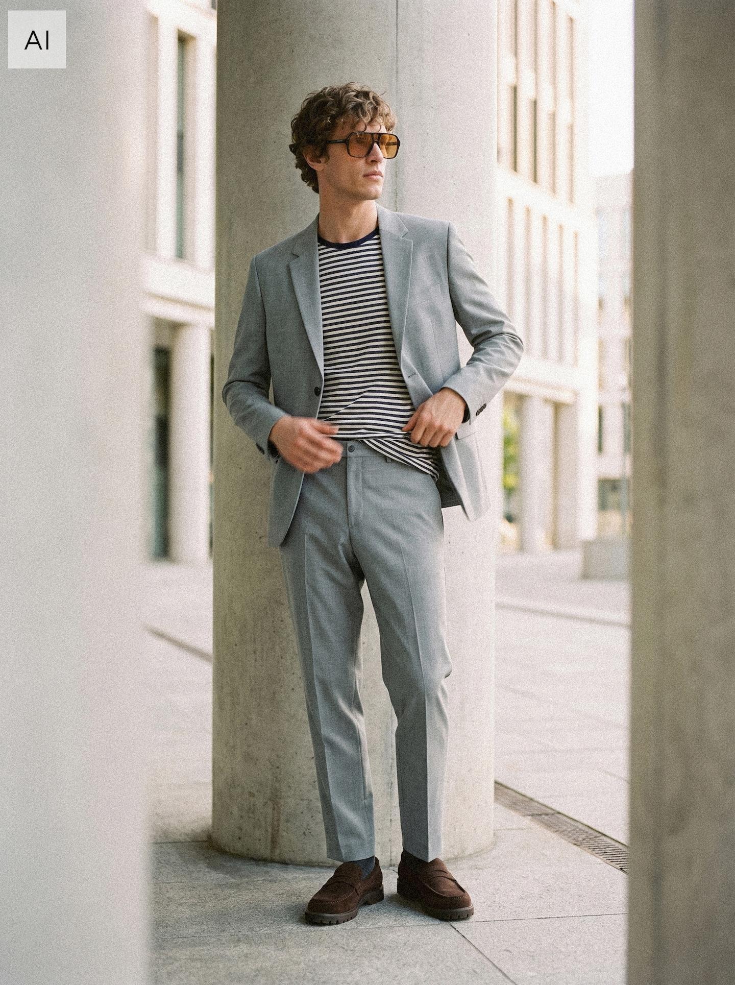 Grey Slim Suit Trousers, Grey, large image number 9