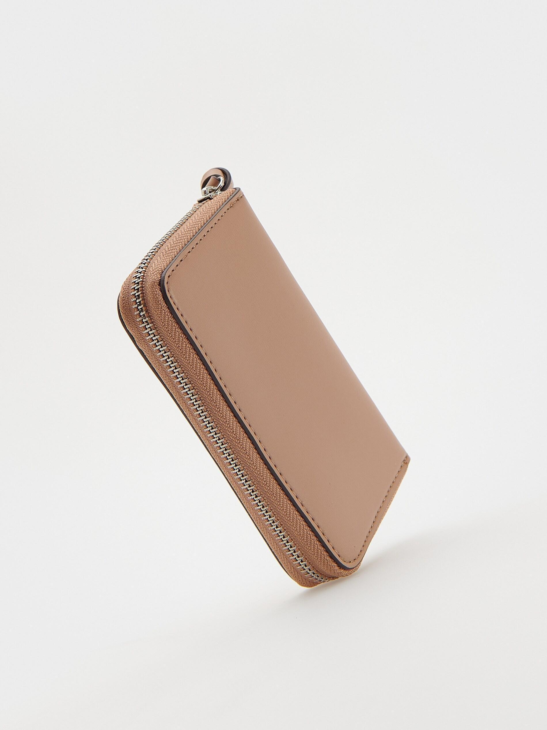 Beige Leather Imitation Wallet, Beige, large image number 1