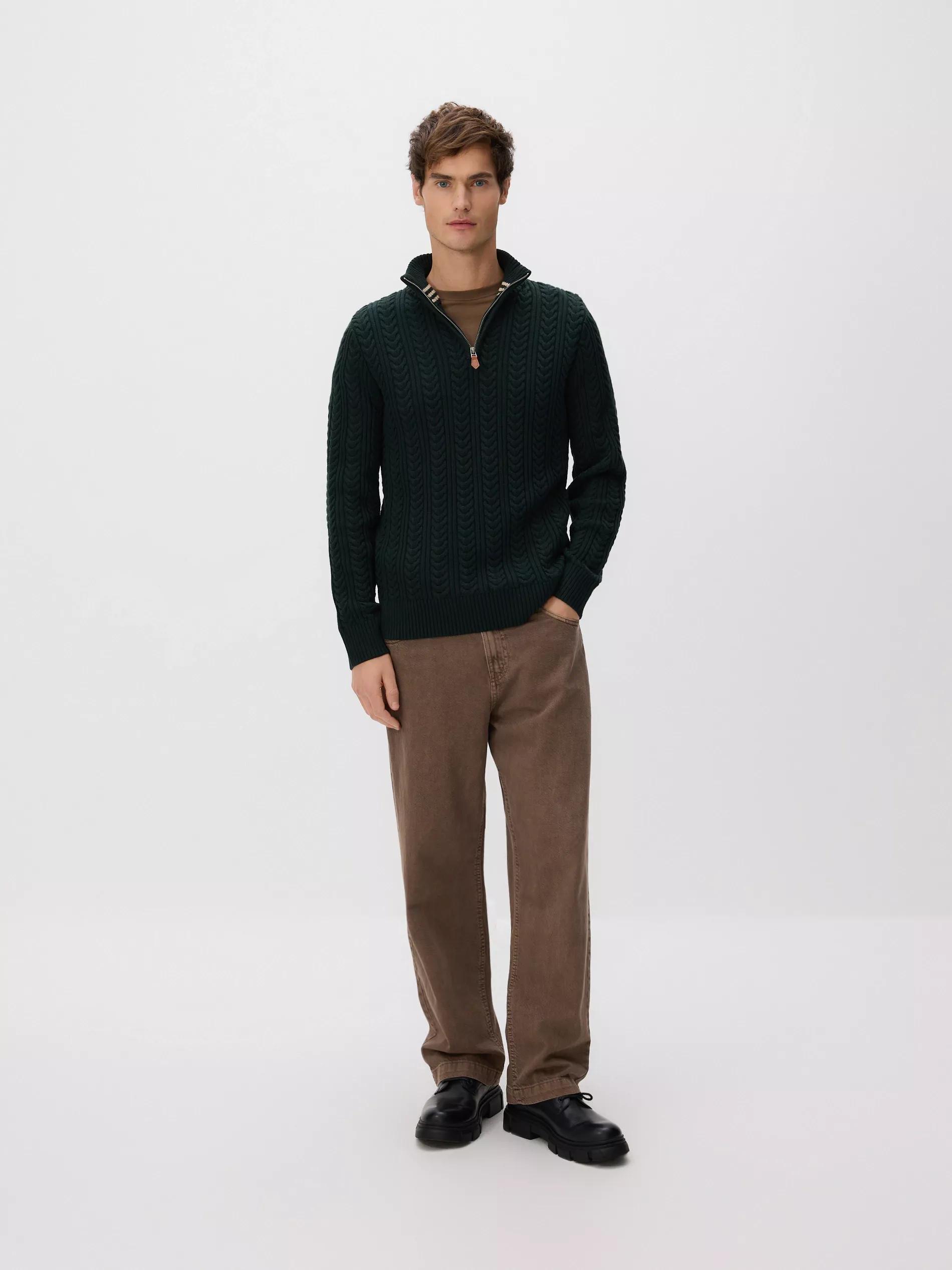 Green Turtleneck Sweater, Khaki, large image number 0