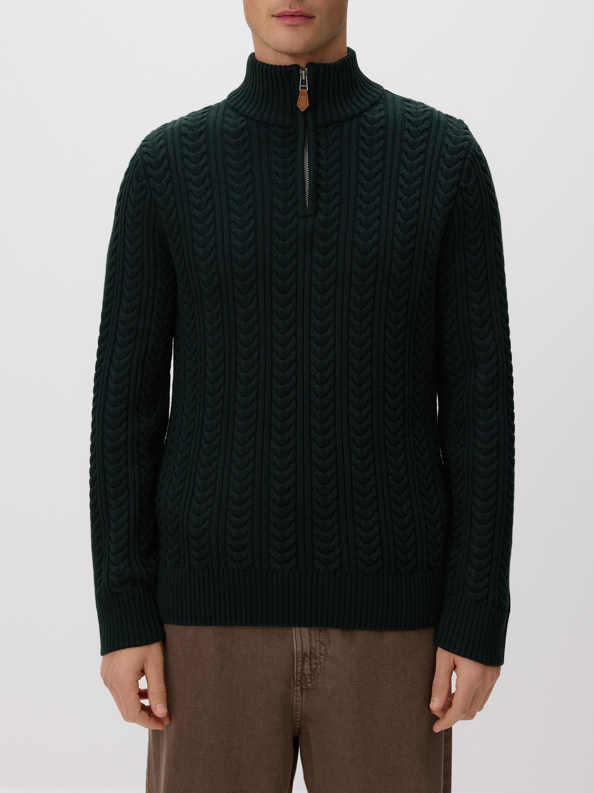 Green Turtleneck Sweater, Khaki, large image number 1