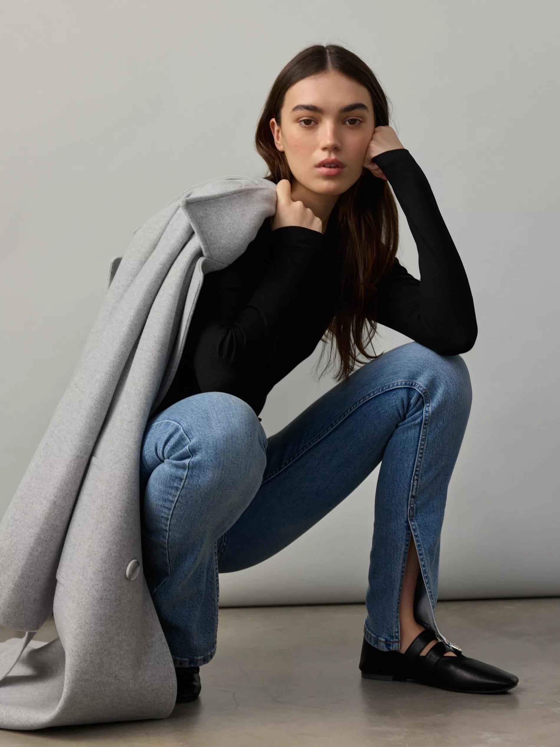 Blue High-Waisted Slim Jeans, , large image number 0