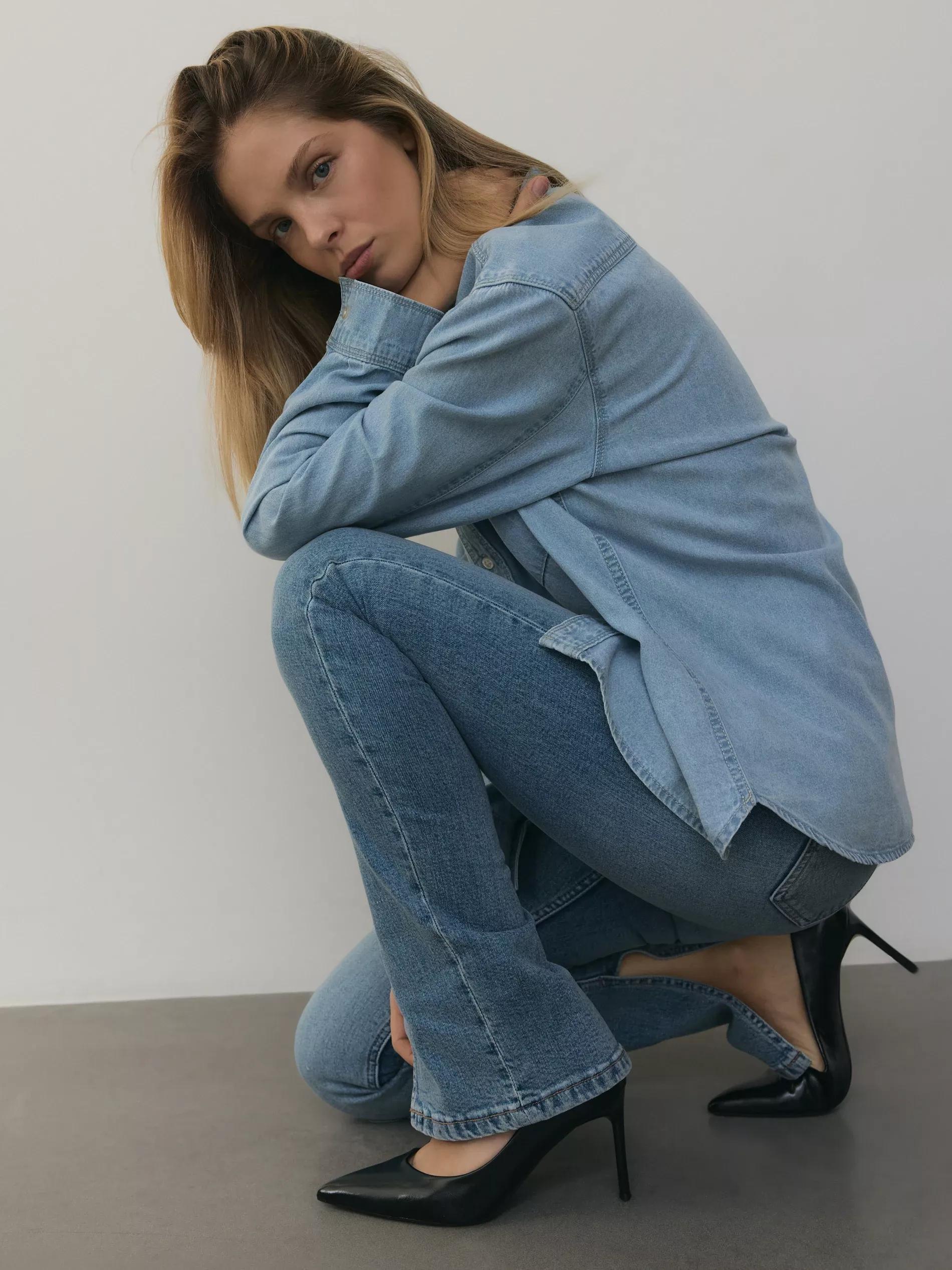 Blue High-Waisted Slim Jeans, Blue, medium