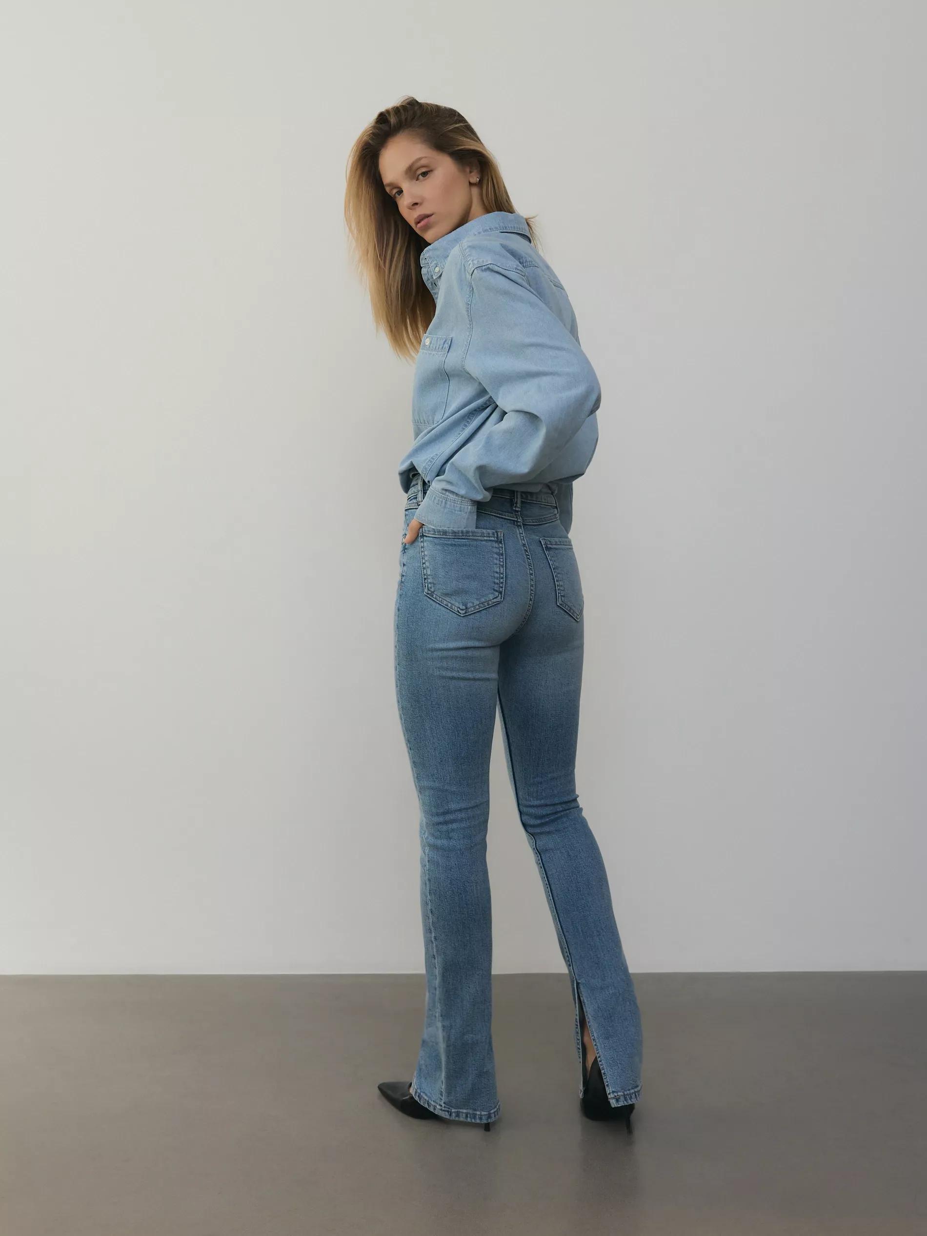 Blue High-Waisted Slim Jeans, Blue, large image number 3