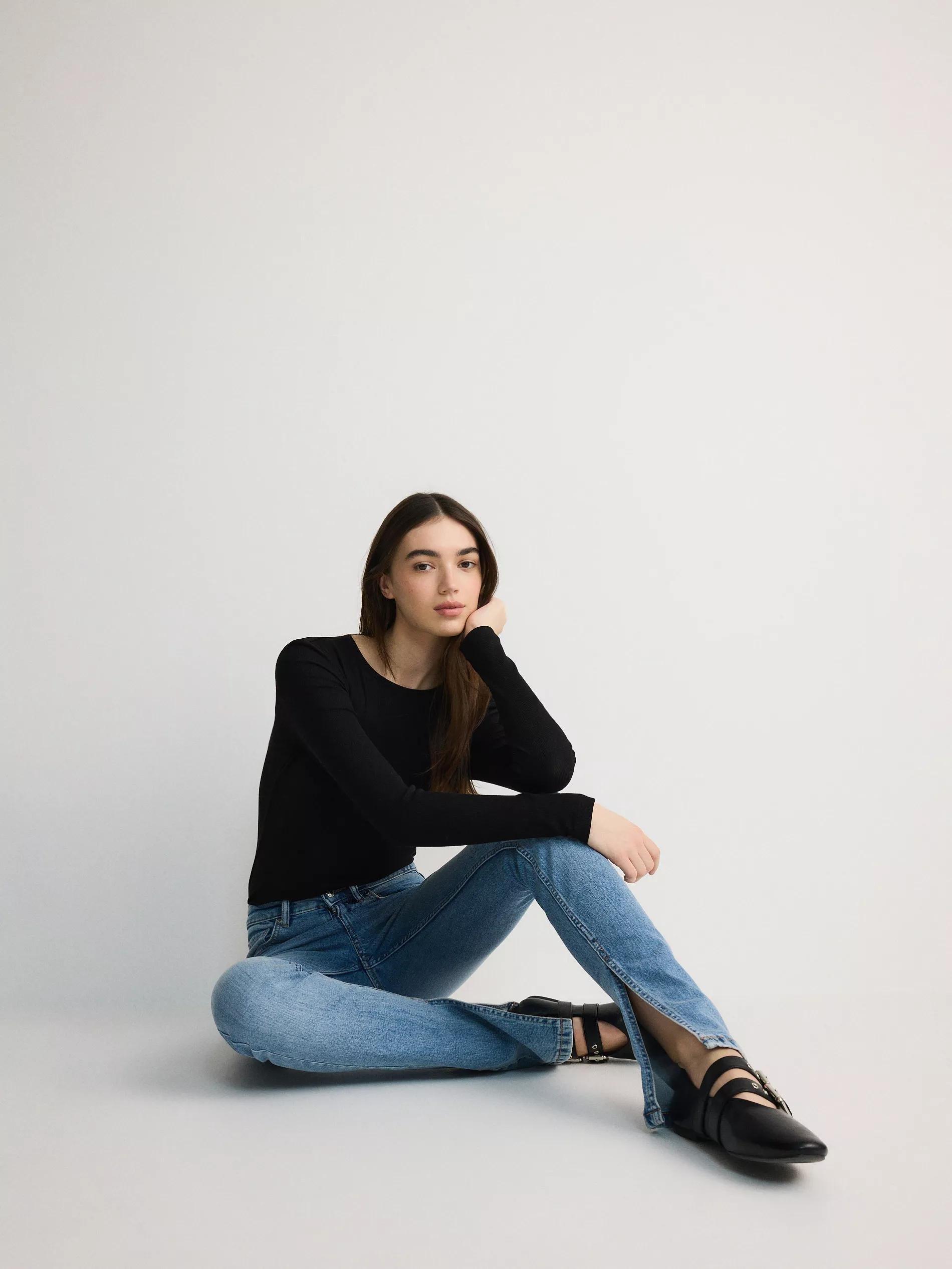 Blue High-Waisted Slim Jeans, , large image number 4