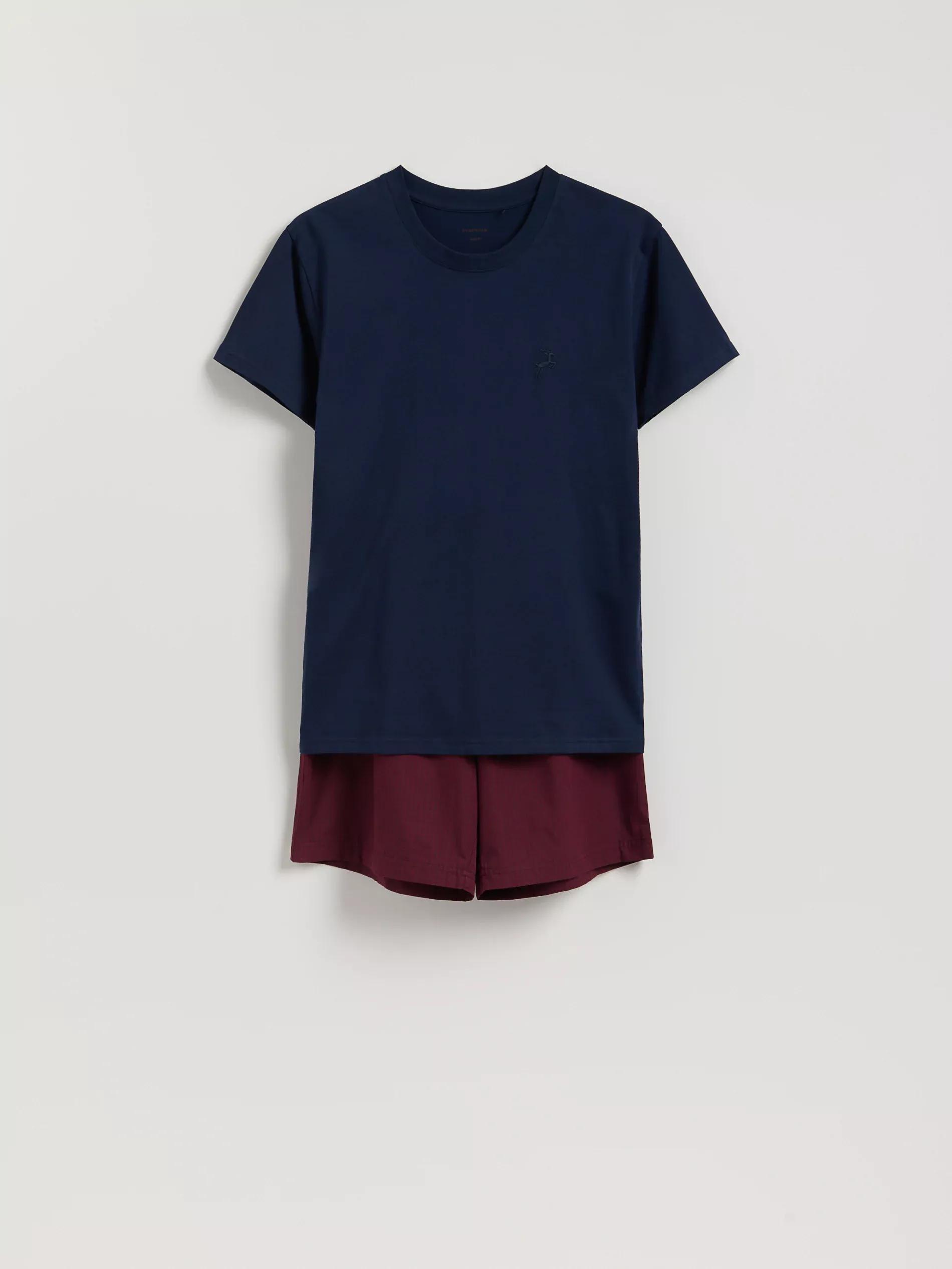 Navy Two Piece Cotton Pyjama Set, Navy, medium