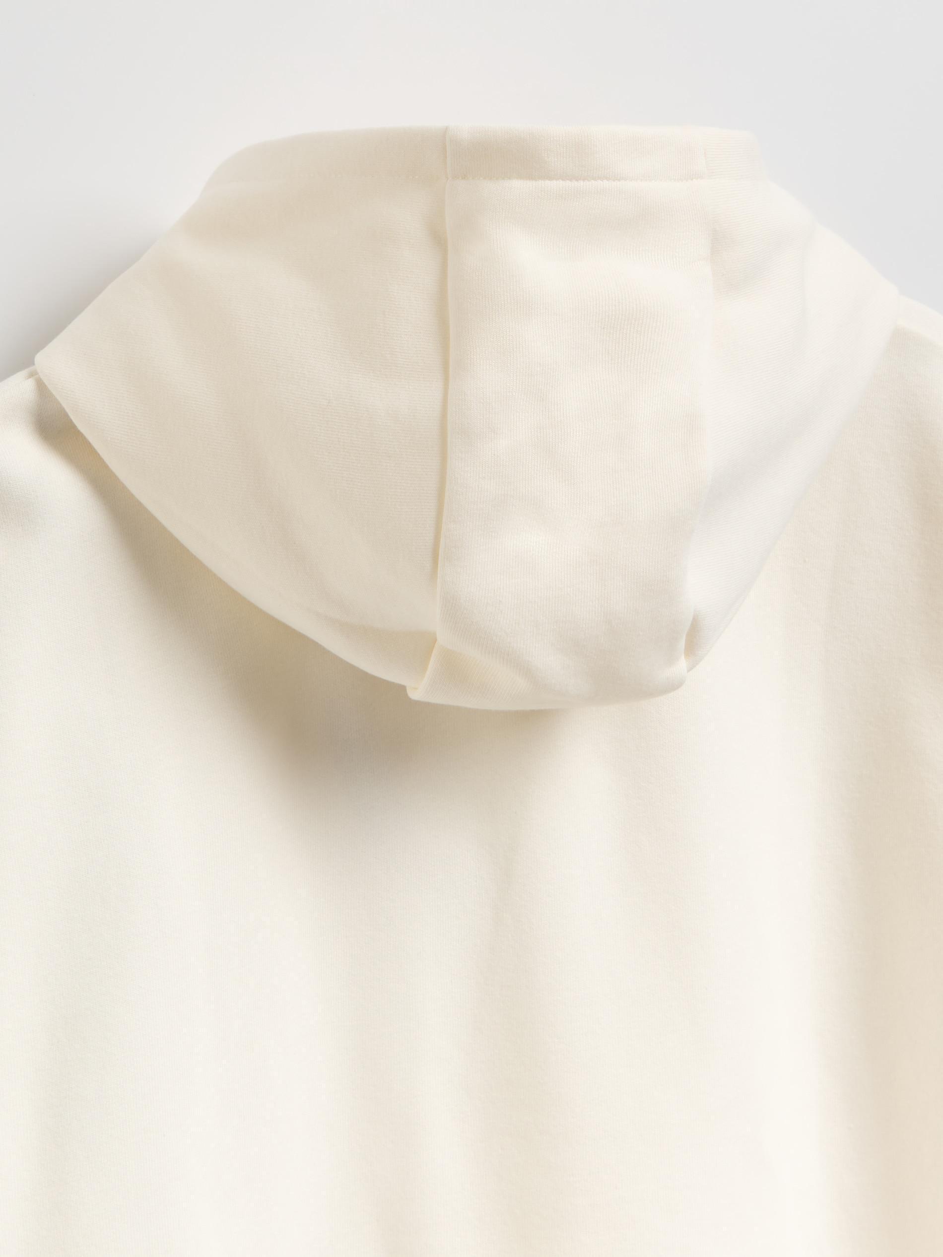 Cream Cotton Hoodie, Ivory, large image number 2