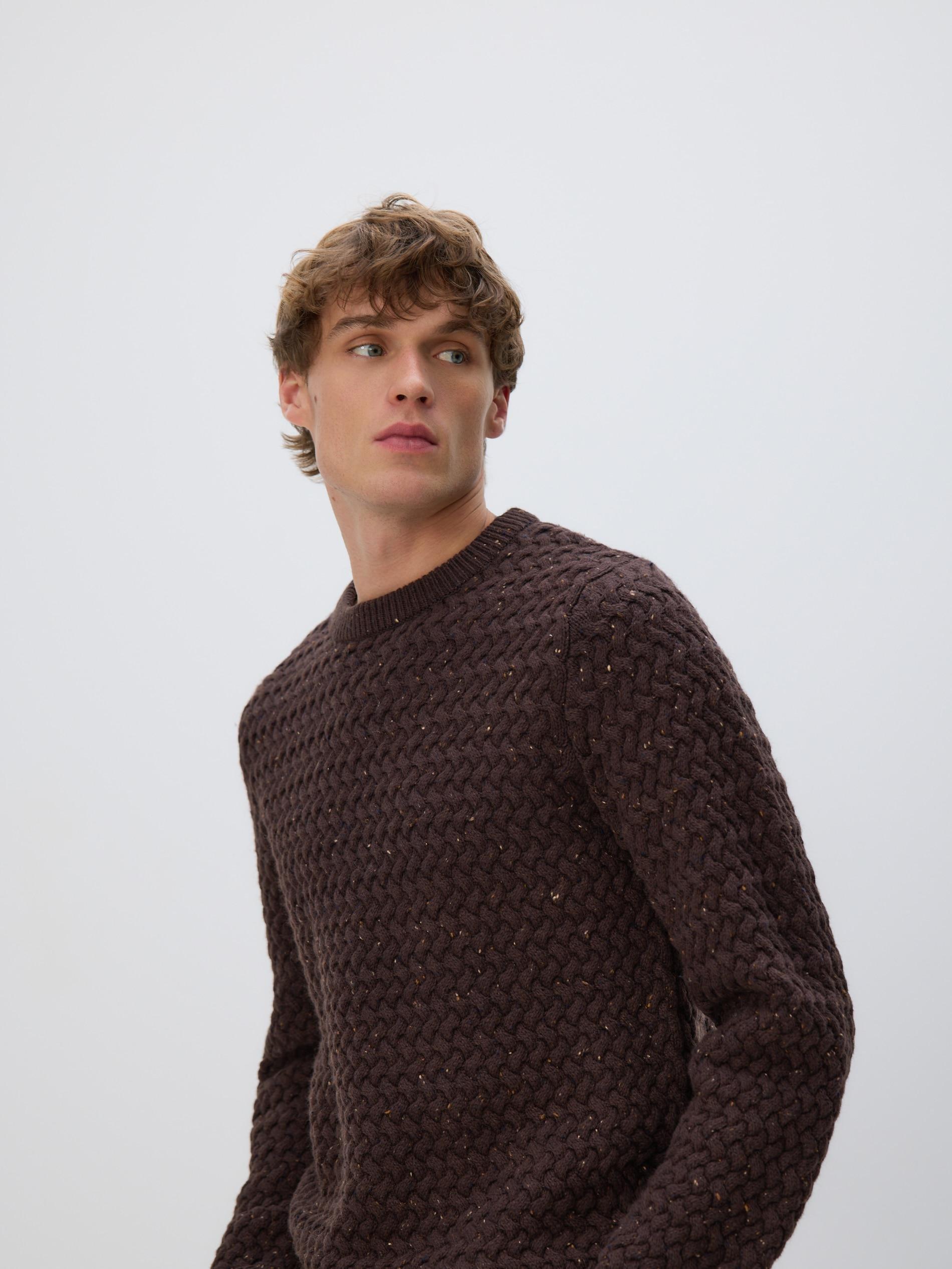 Brown Structural Wool Blend Jumper, Brown, medium