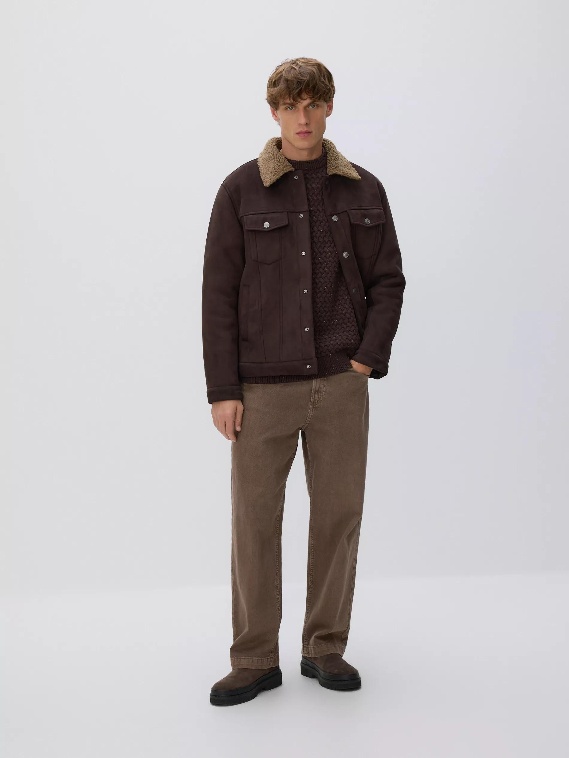 Brown Structural Wool Blend Jumper, Brown, medium