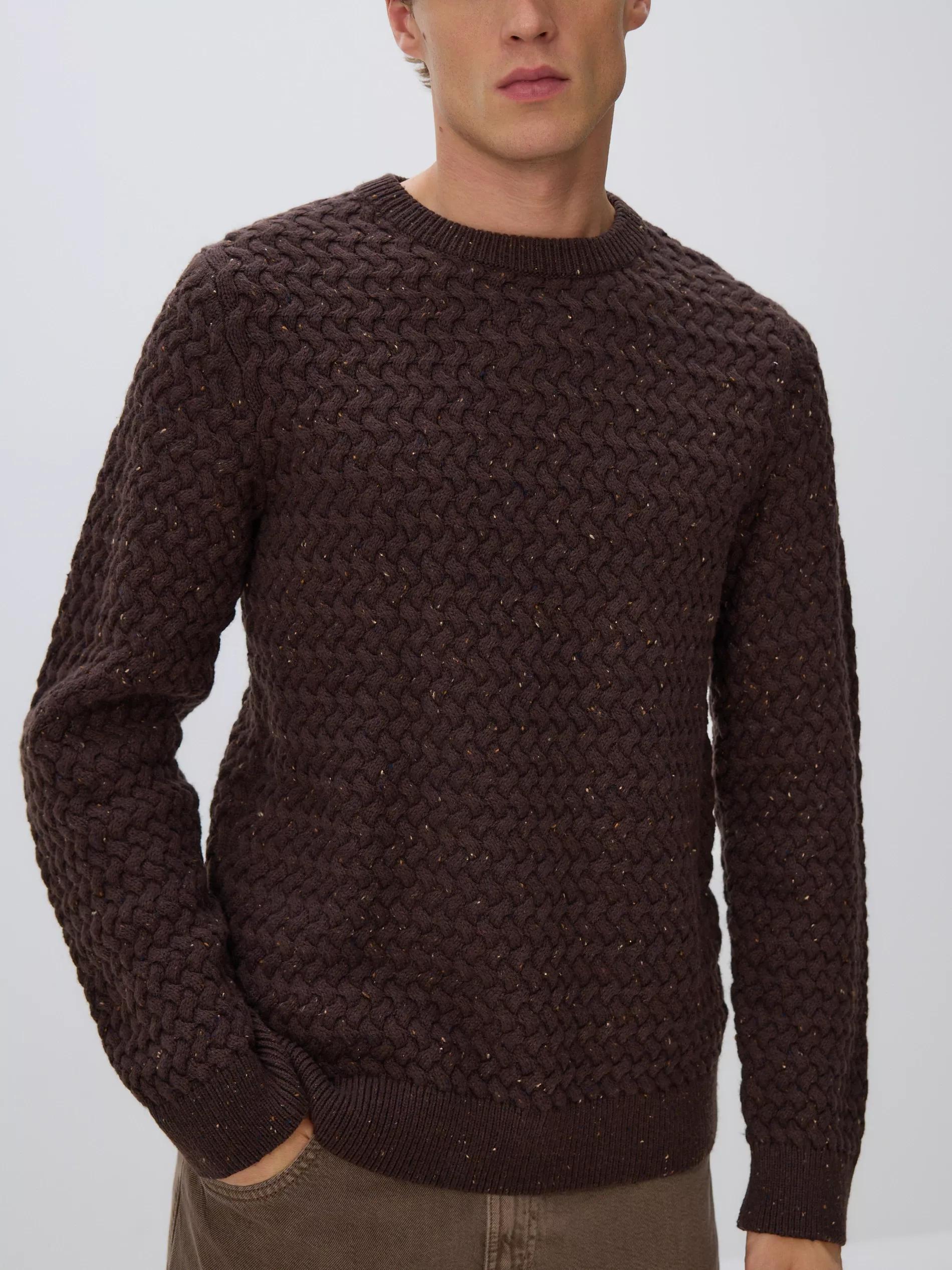 Brown Structural Wool Blend Jumper, Brown, medium