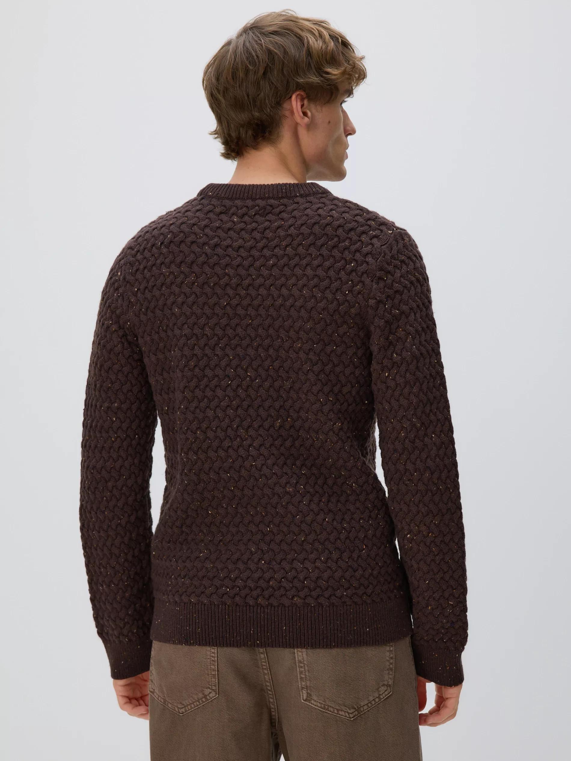 Brown Structural Wool Blend Jumper, Brown, large image number 3