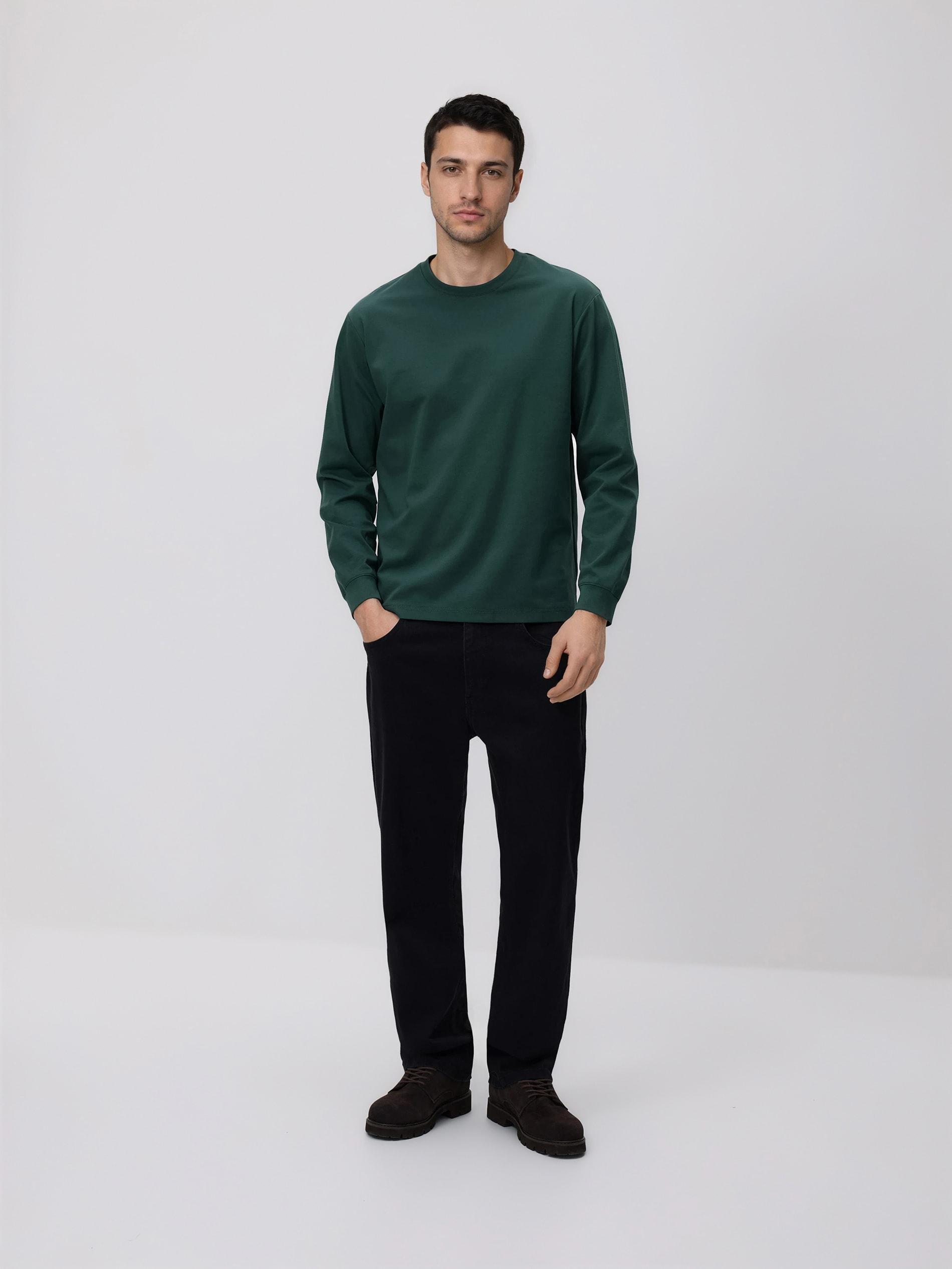 Green Cotton Rich Long Sleeve T-Shirt, Green, medium
