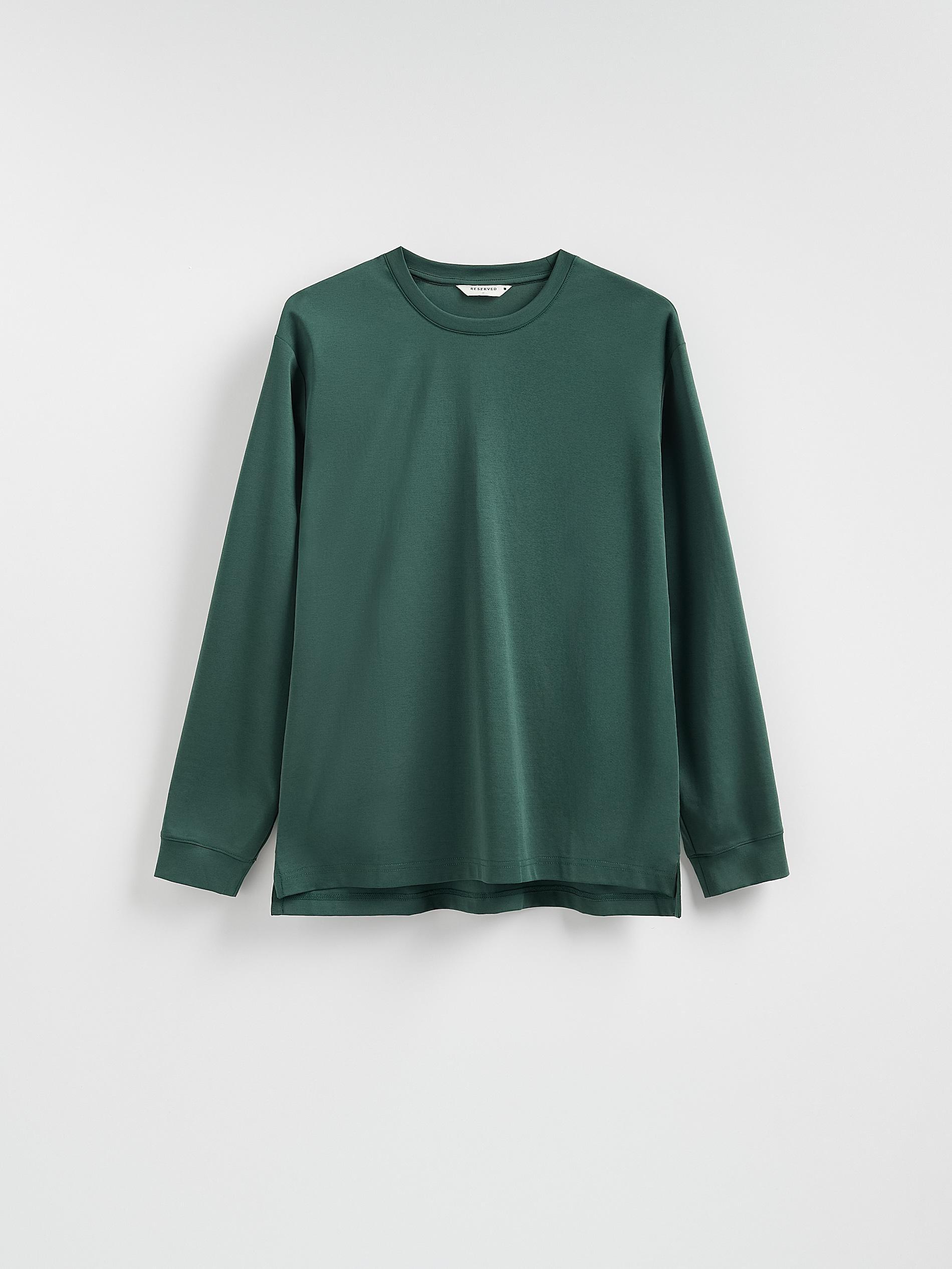 Green Cotton Rich Long Sleeve T-Shirt, Green, large image number 4