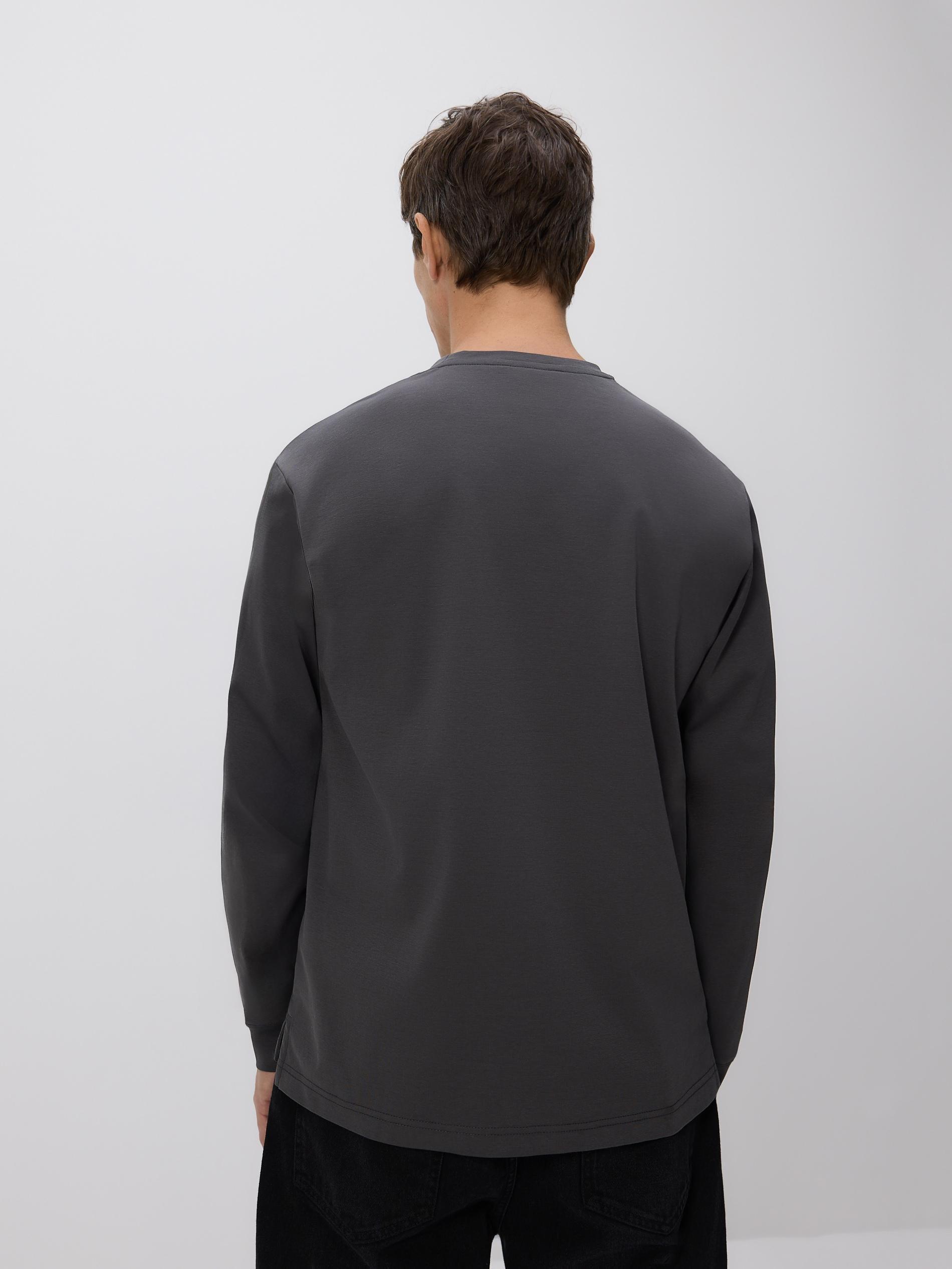 Grey Cotton Rich Long Sleeve T-Shirt, Grey, large image number 3