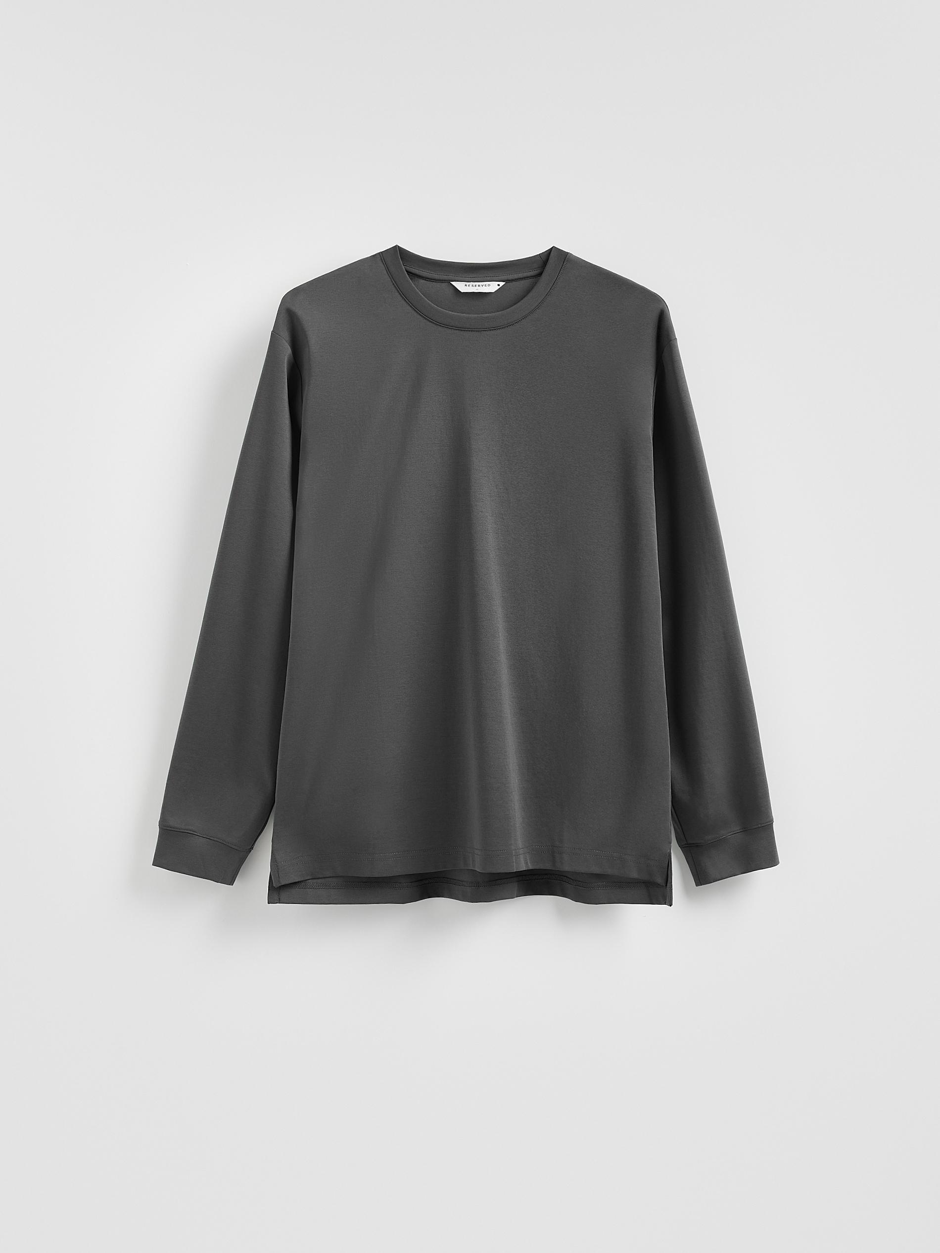 Grey Cotton Rich Long Sleeve T-Shirt, Grey, large image number 4