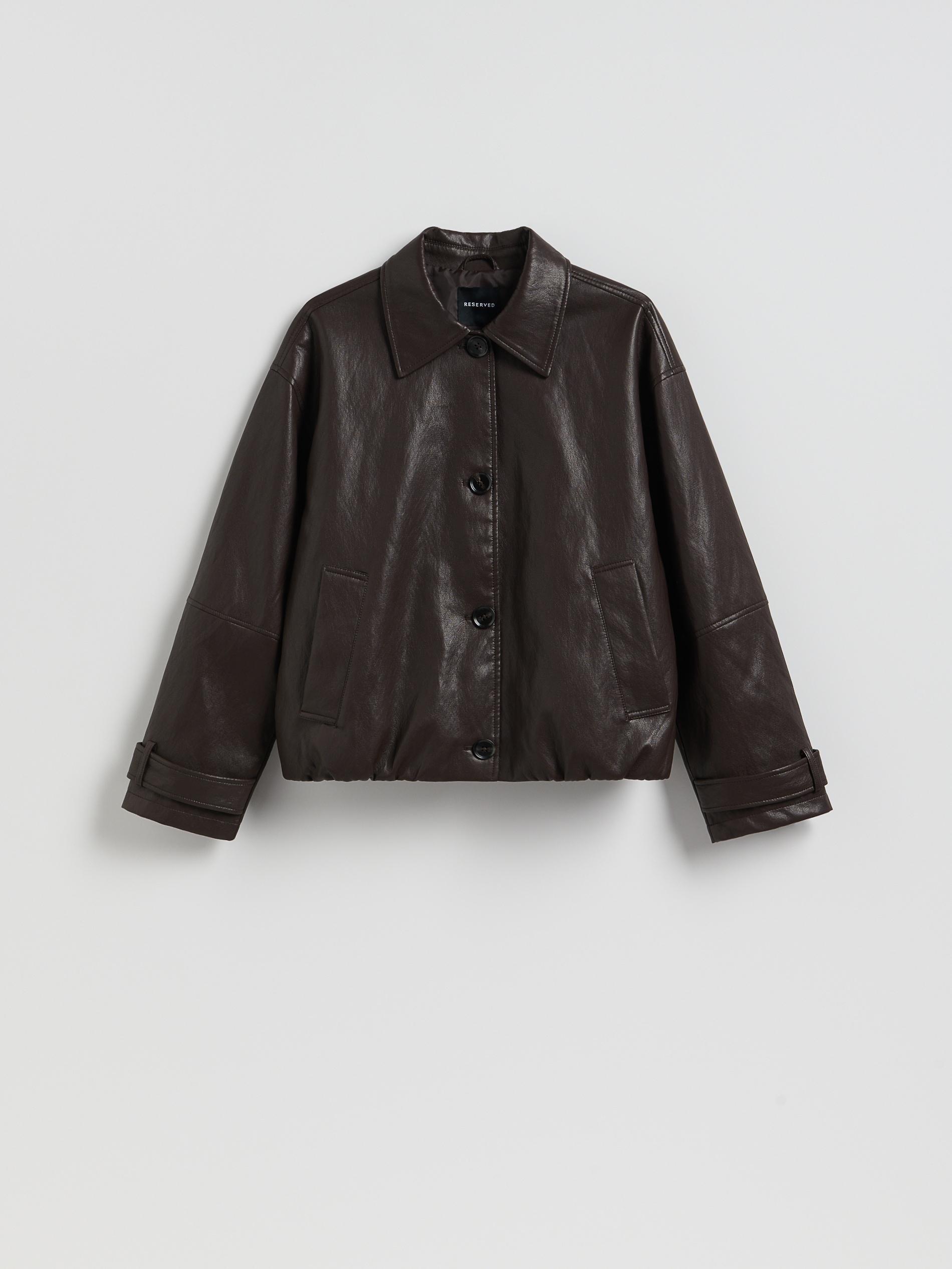 Brown Faux Leather Jacket, Brown, large image number 0