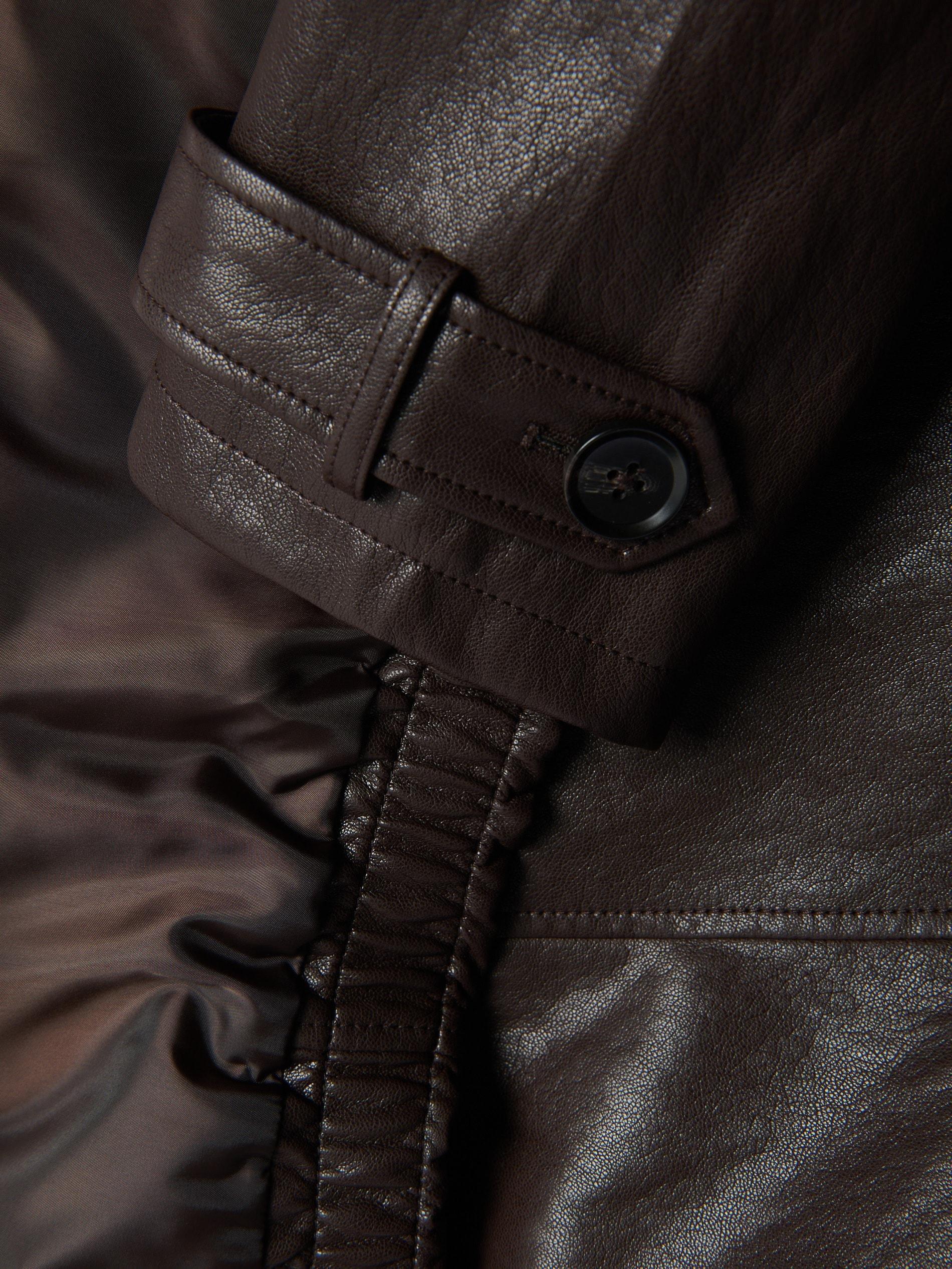 Brown Faux Leather Jacket, Brown, large image number 1