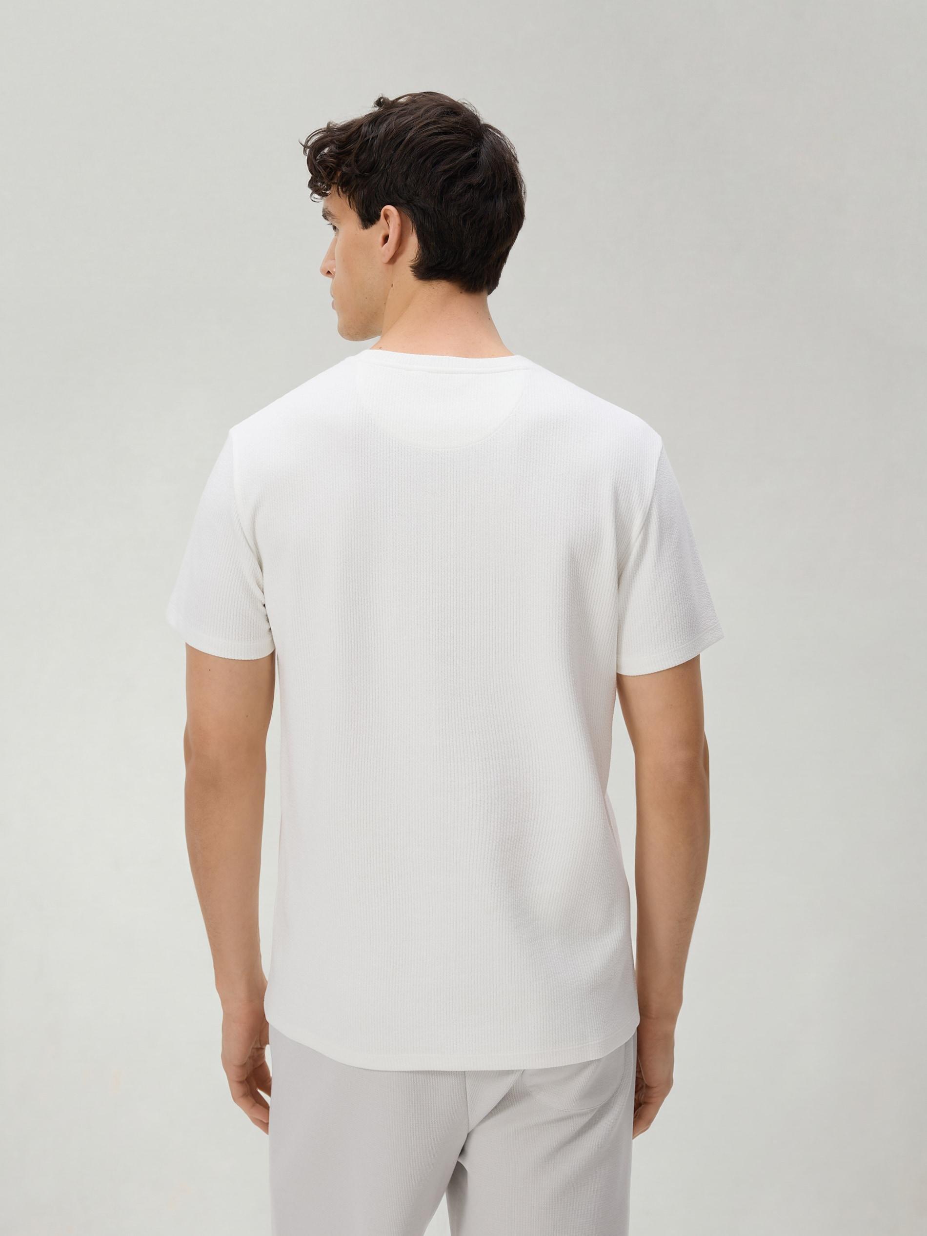 Cream Slim Fit Structural T-Shirt, Ivory, large image number 3