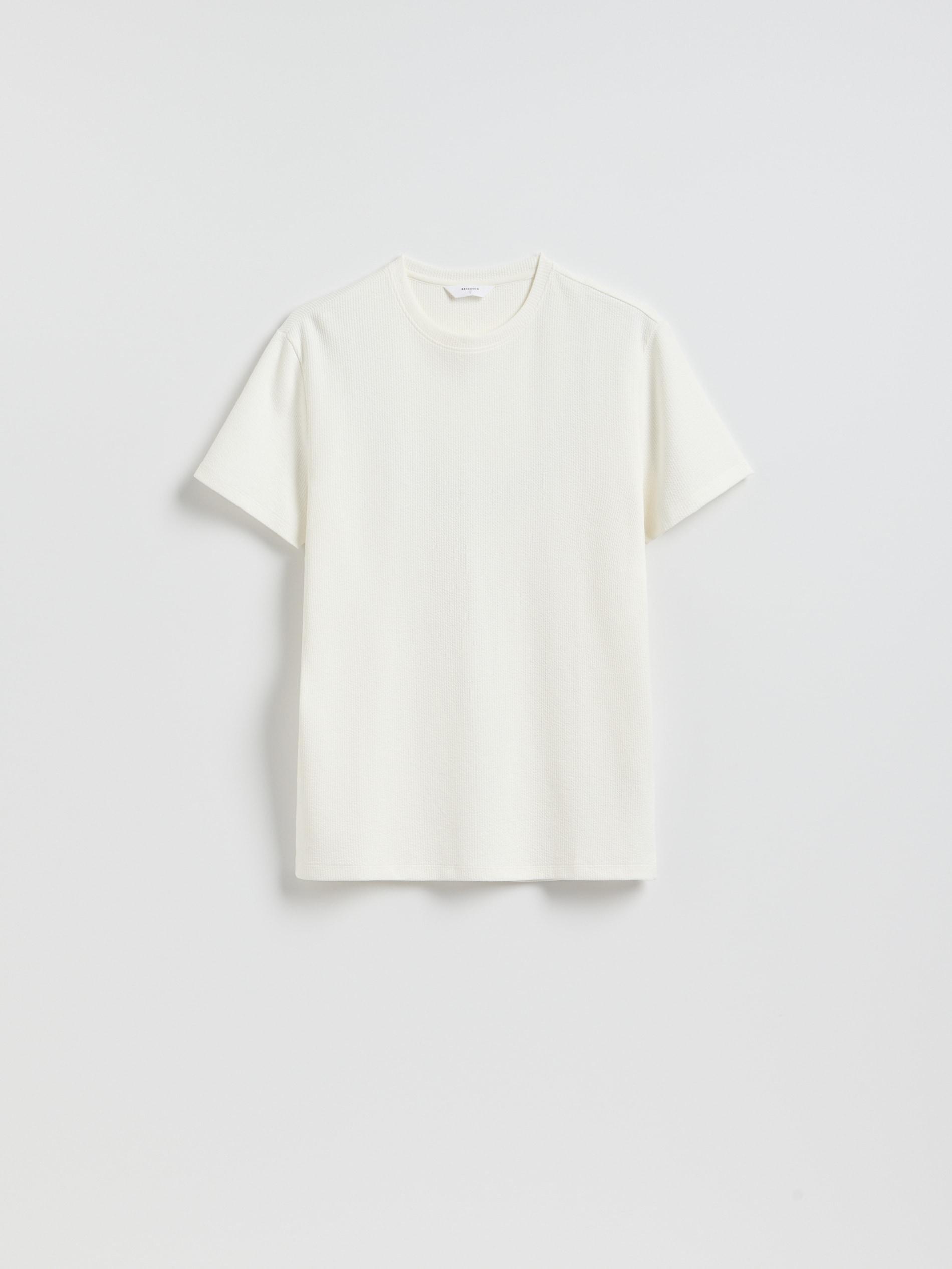Cream Slim Fit Structural T-Shirt, Ivory, large image number 4