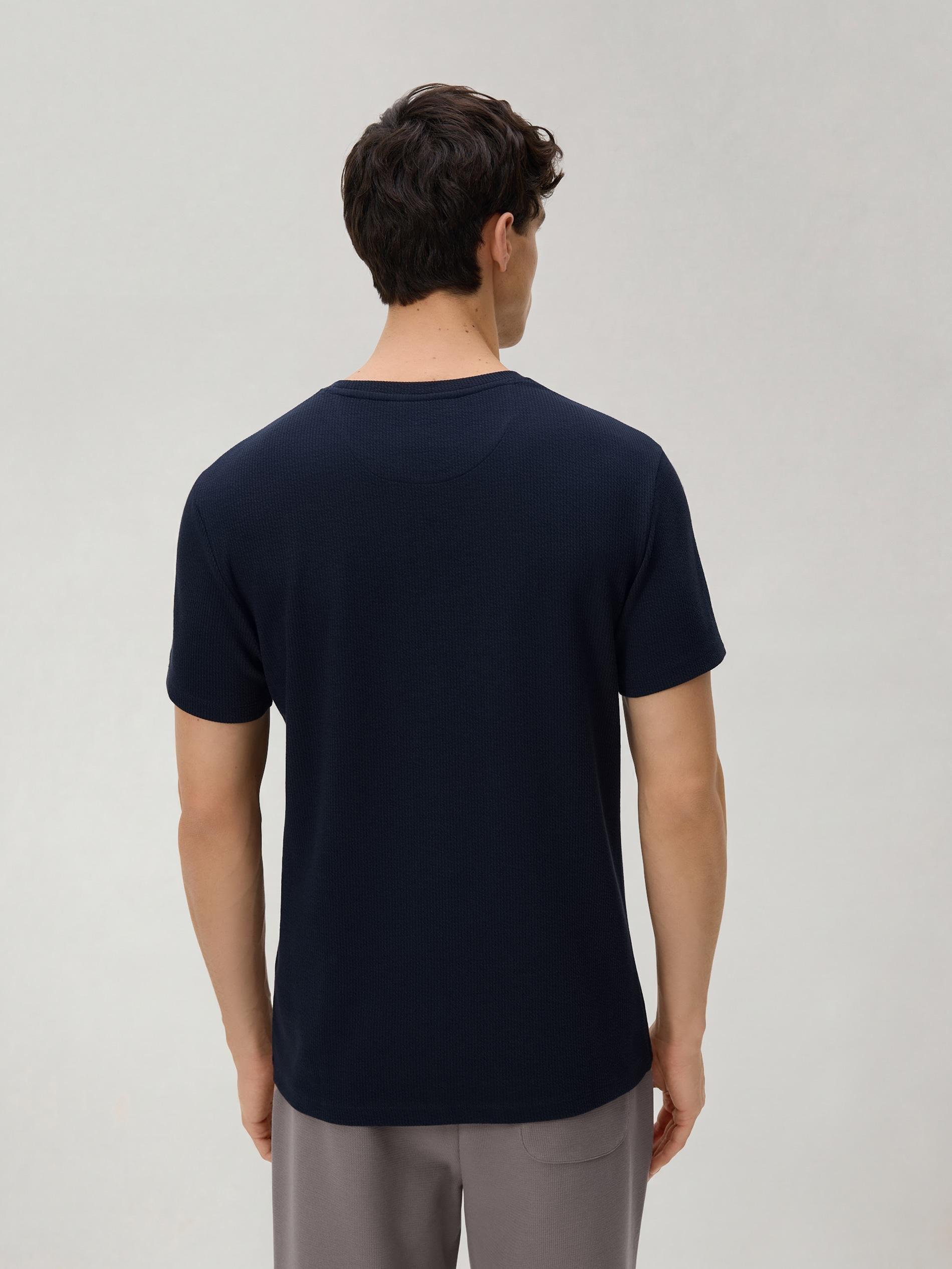 Navy Slim Fit Structural T-Shirt, Navy, large image number 2