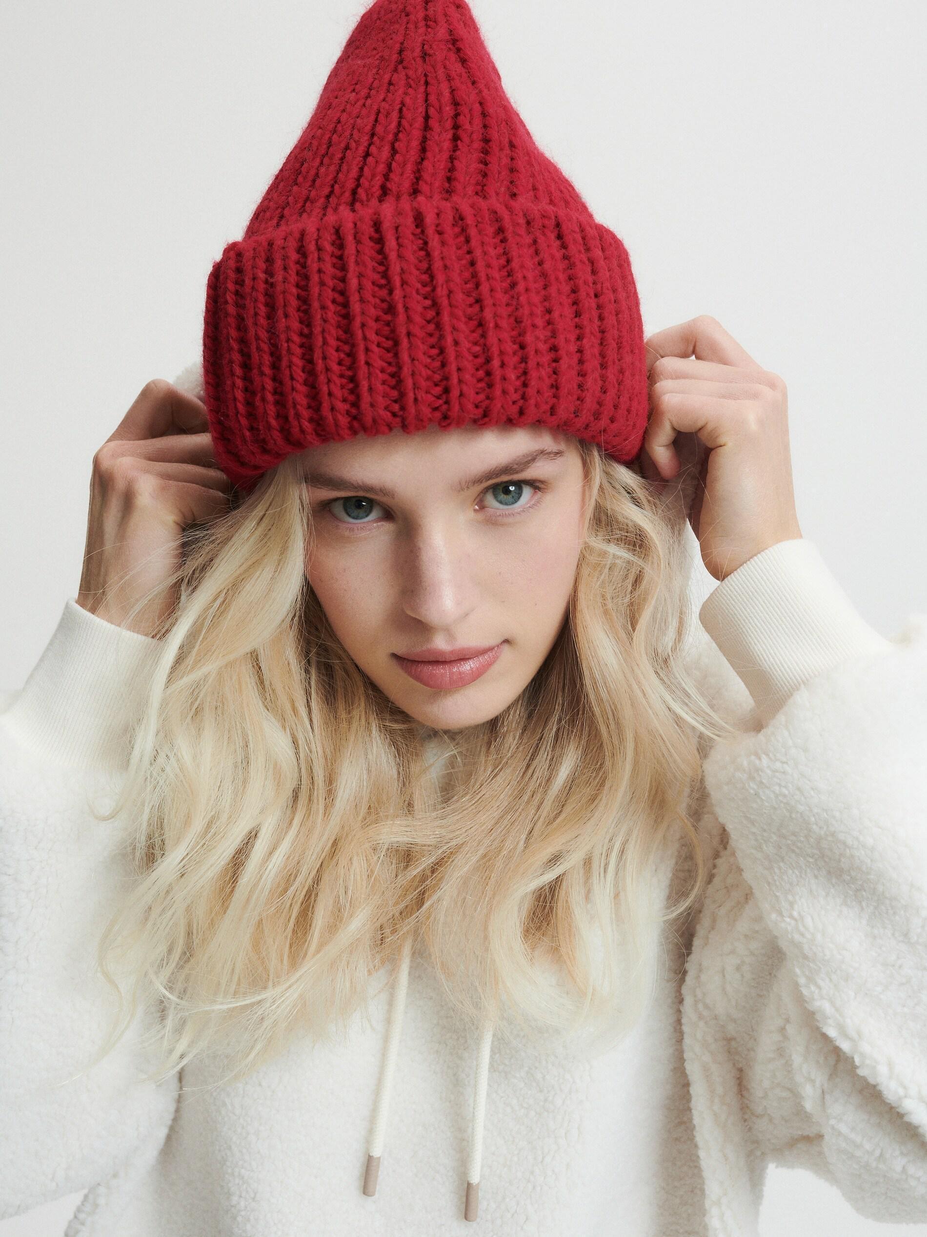 Red Wool Blend Beanie, , large image number 0