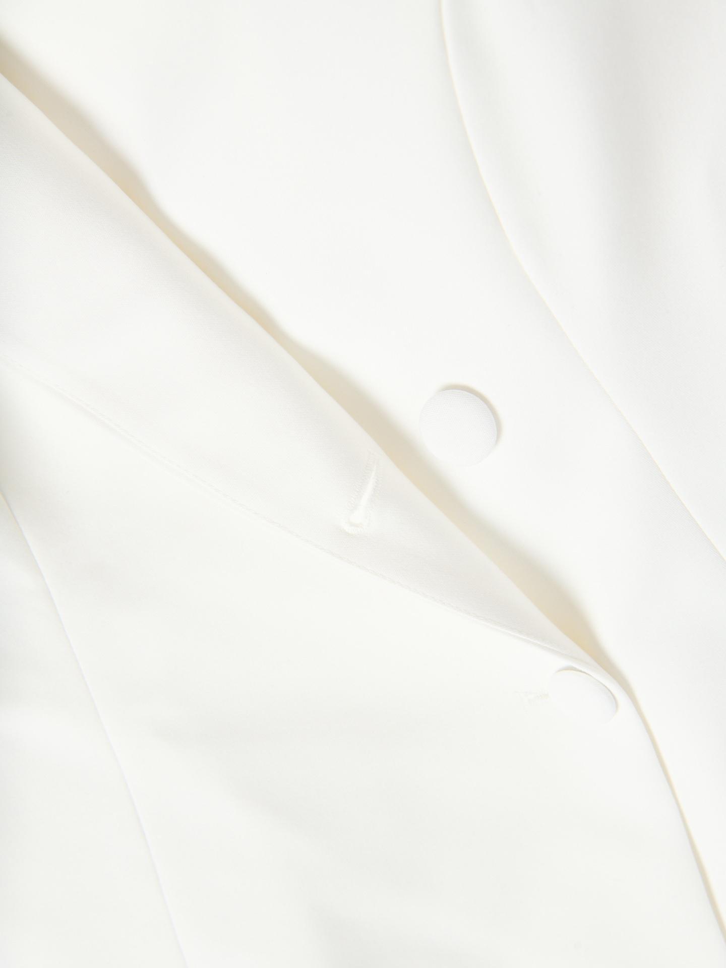 White Long Cotton Blend Vest, White, medium