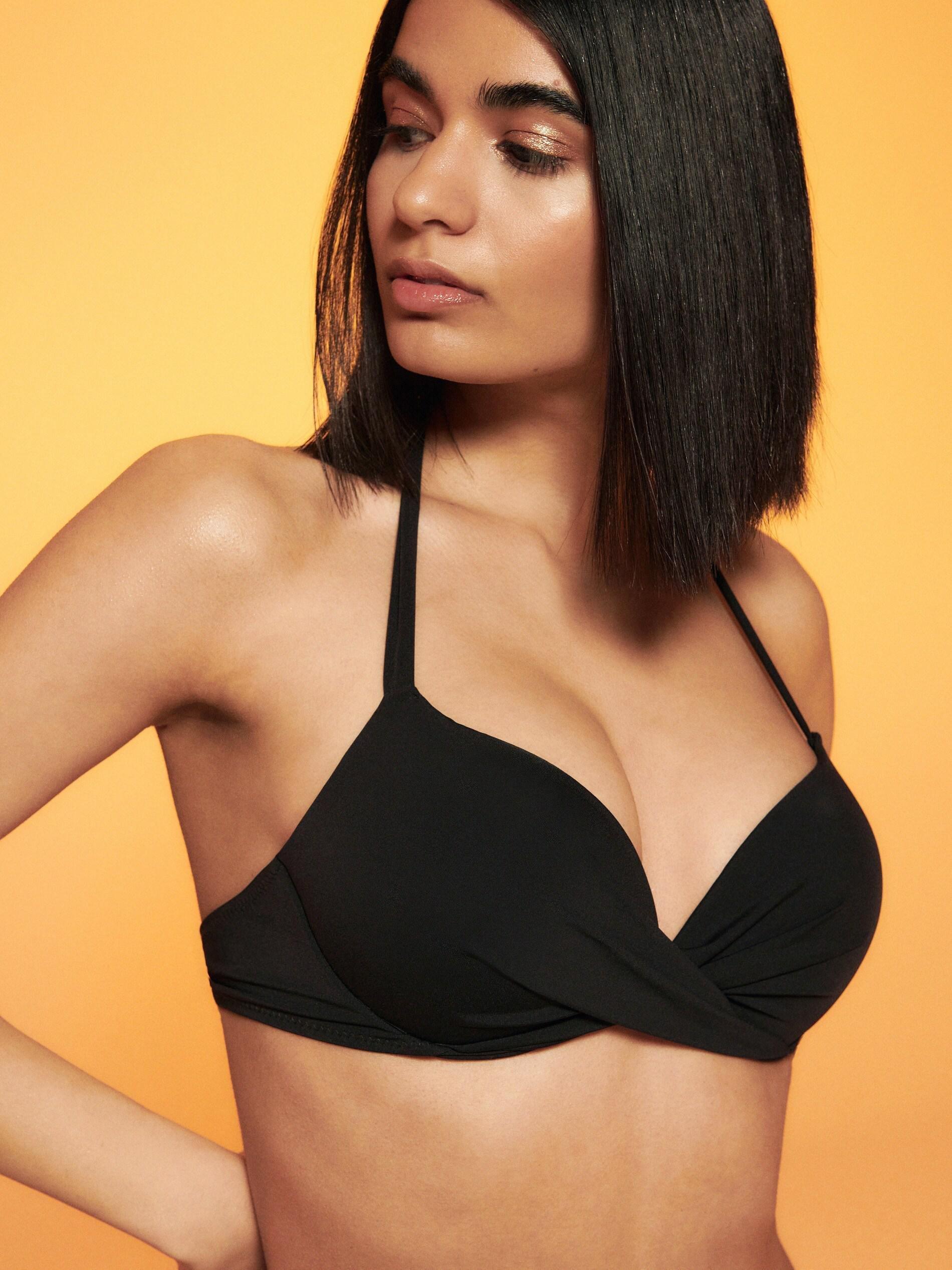 Black Detailed Bikini Top, , large image number 1