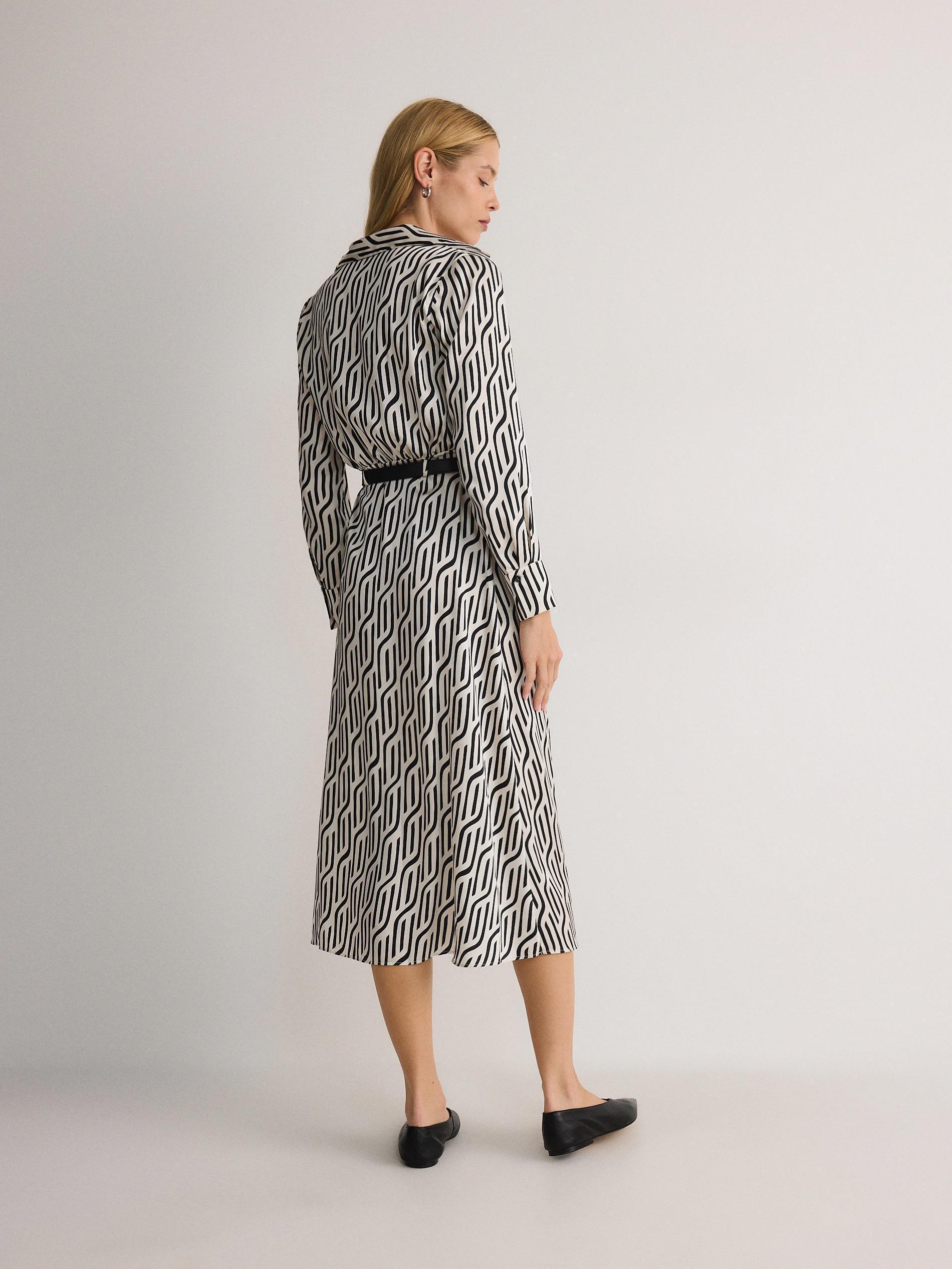 Black Midi Shirt Dress With Tie Waist, , large image number 4