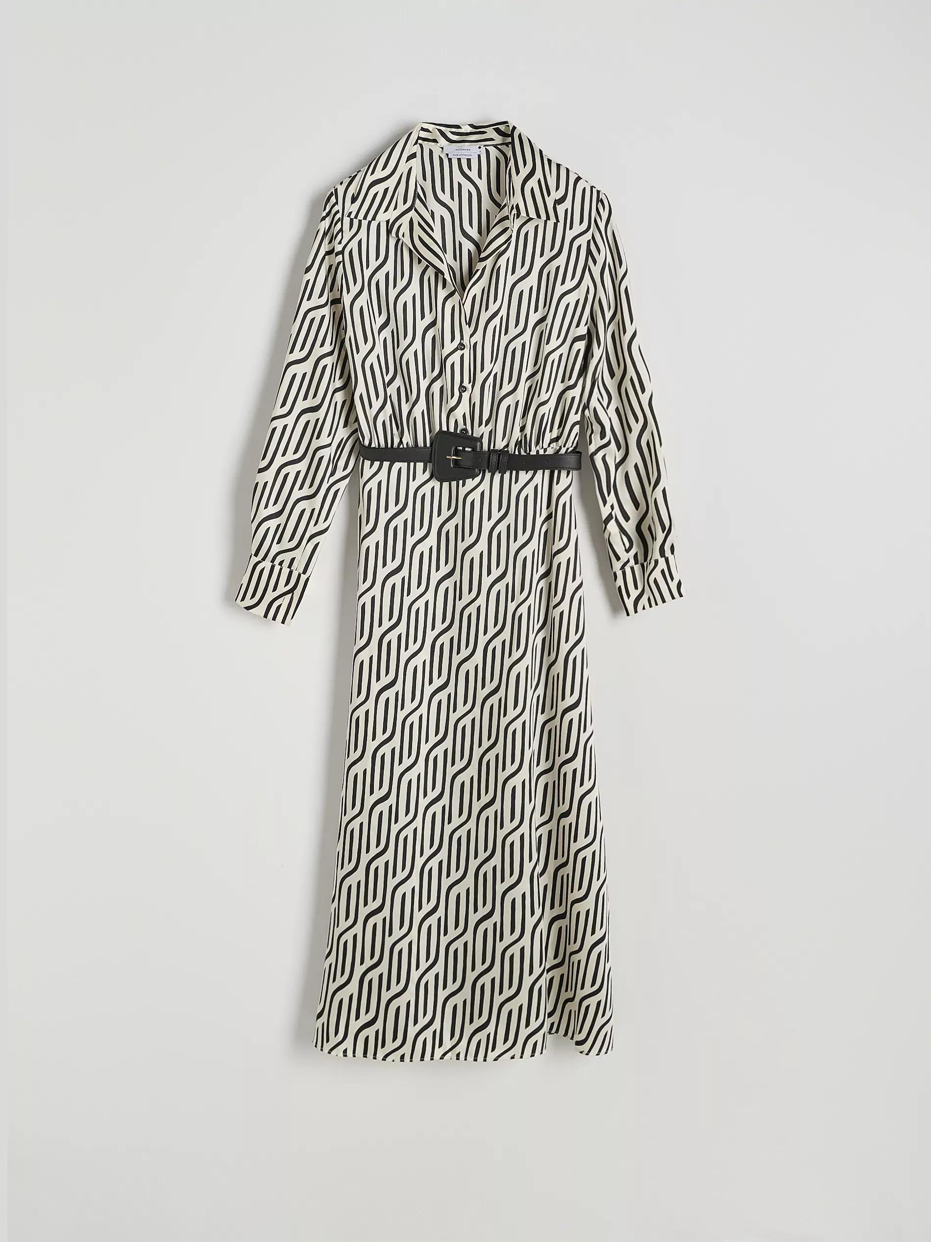 Black Midi Shirt Dress With Tie Waist, , large image number 5