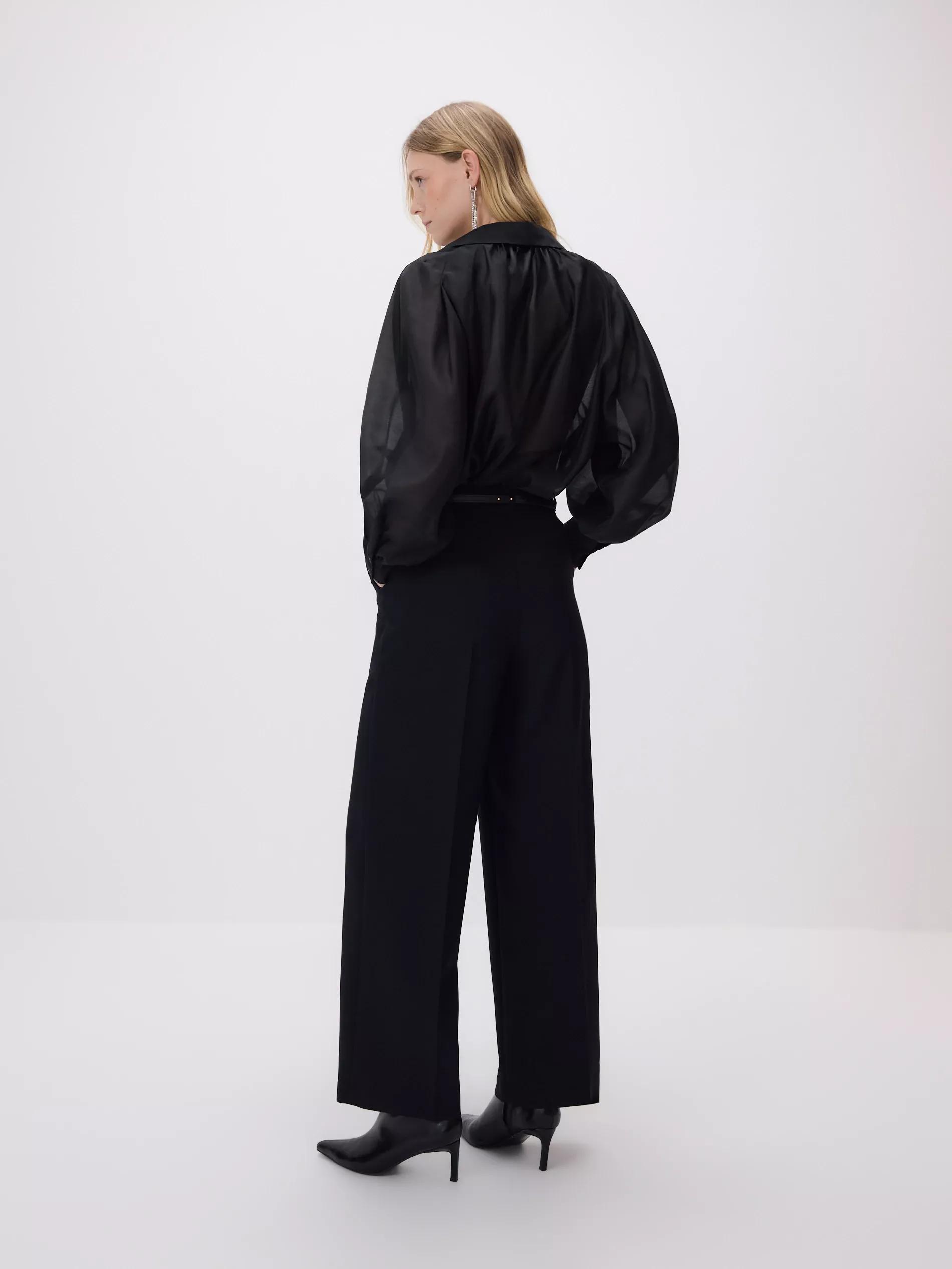 Black Trousers With Tie Waist Belt, Black, large image number 3