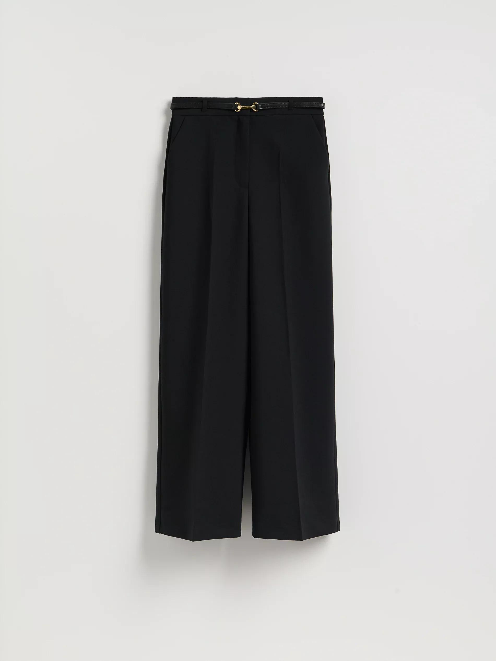 Black Trousers With Tie Waist Belt, Black, large image number 4