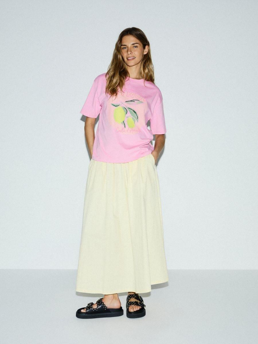 Pink Cotton T-Shirt With Print, , large image number 0