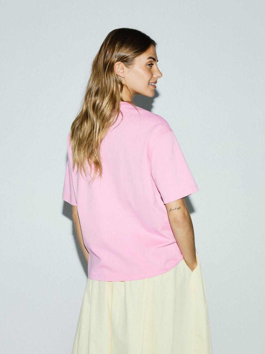 Pink Cotton T-Shirt With Print, , large image number 2