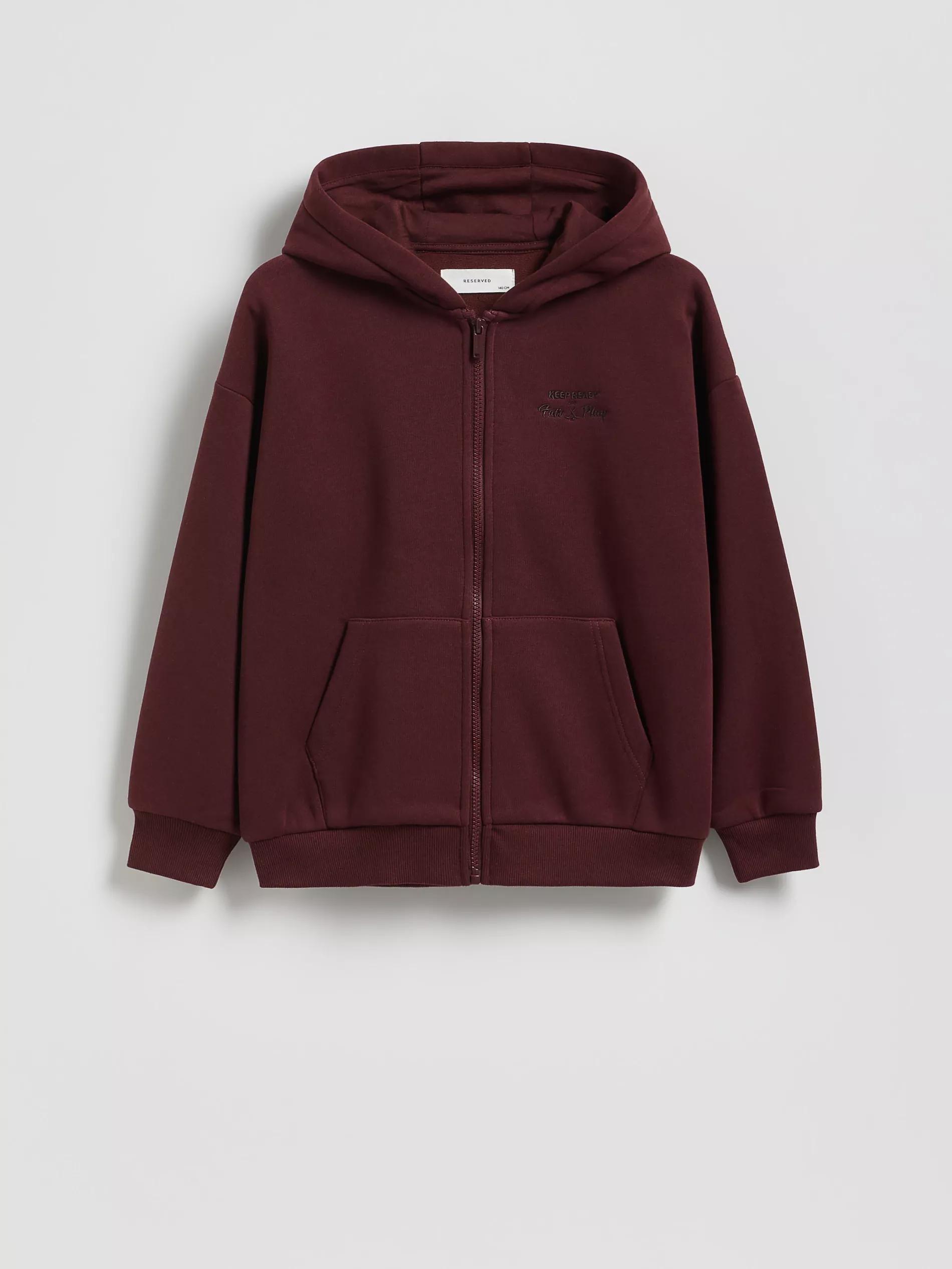 Maroon Zip Up Hoodie, Burgundy, large image number 0