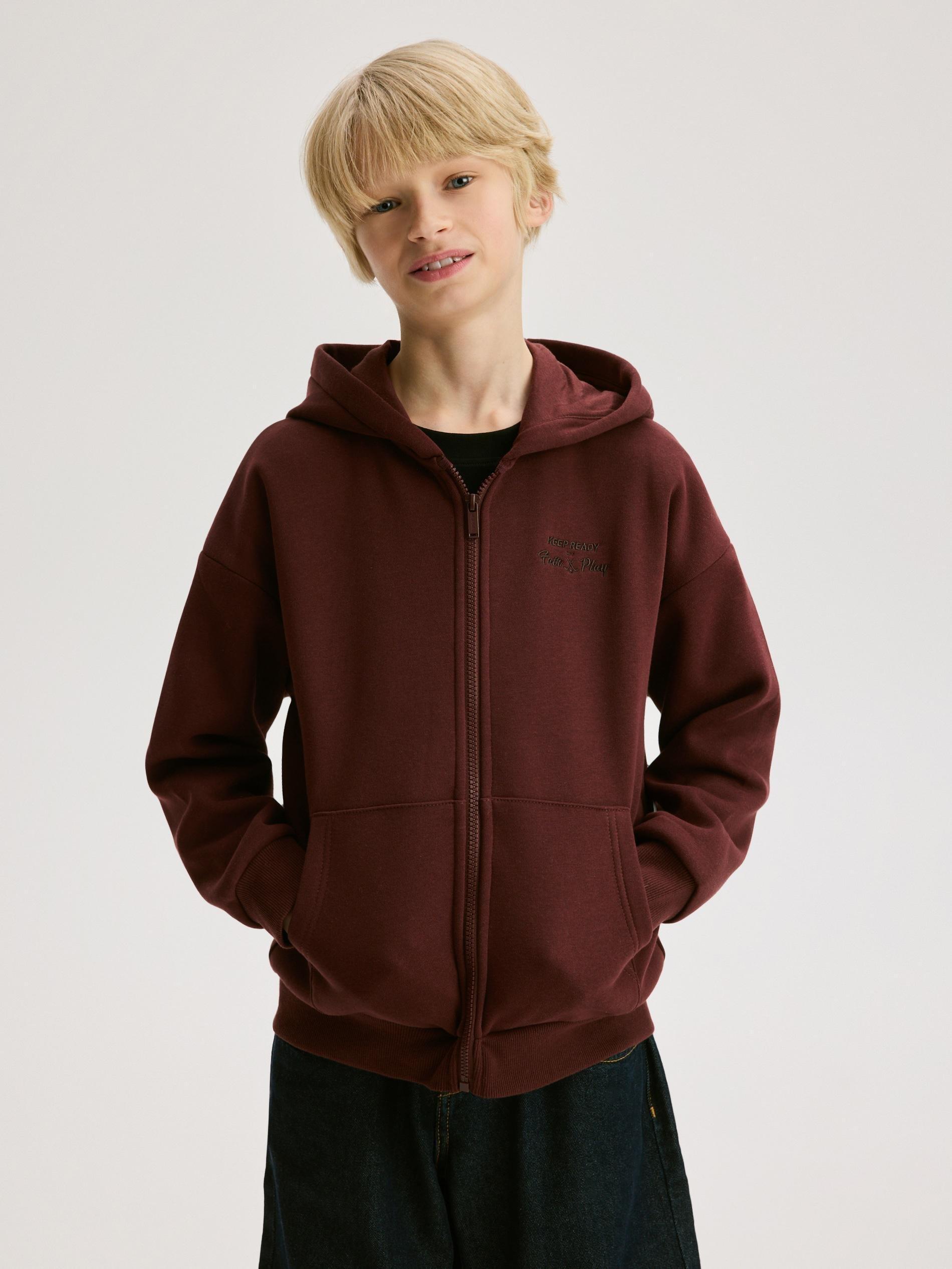 Maroon Zip Up Hoodie, Burgundy, large image number 3